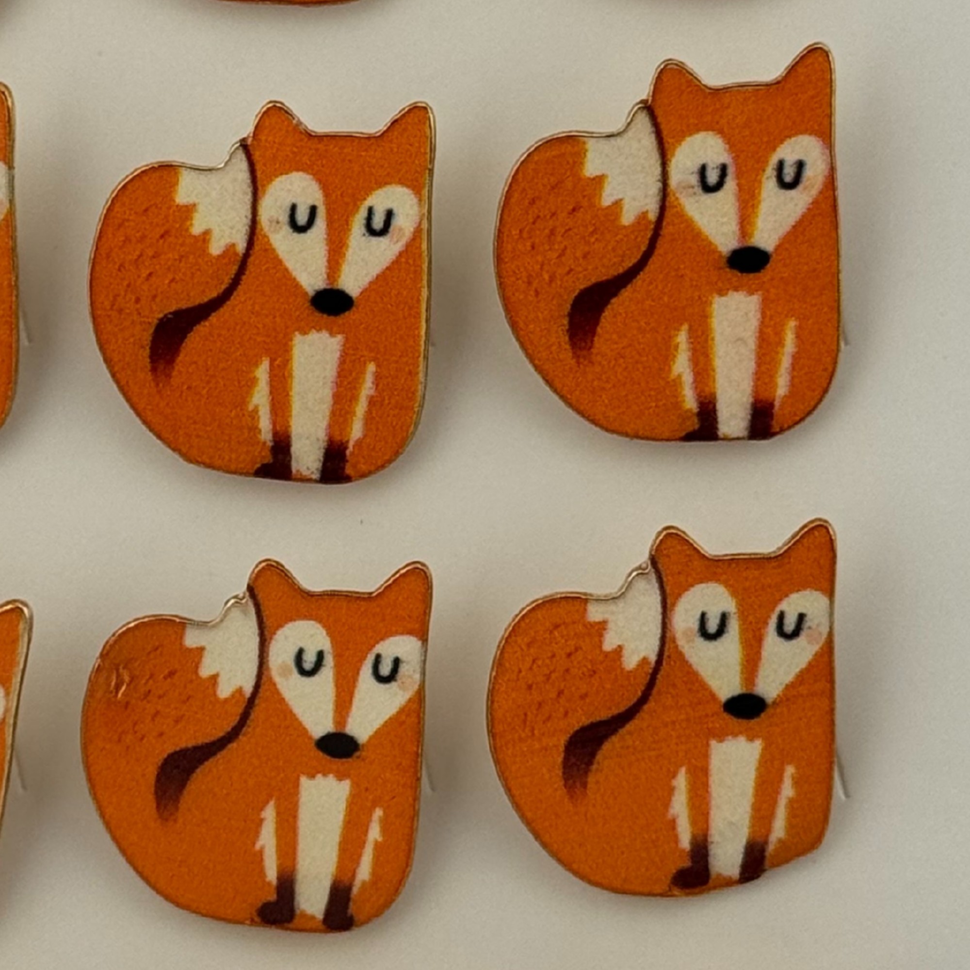 Set 12 Brose Martisor pentru Copii, Jolie, Model Vulpe Timida, Portocaliu