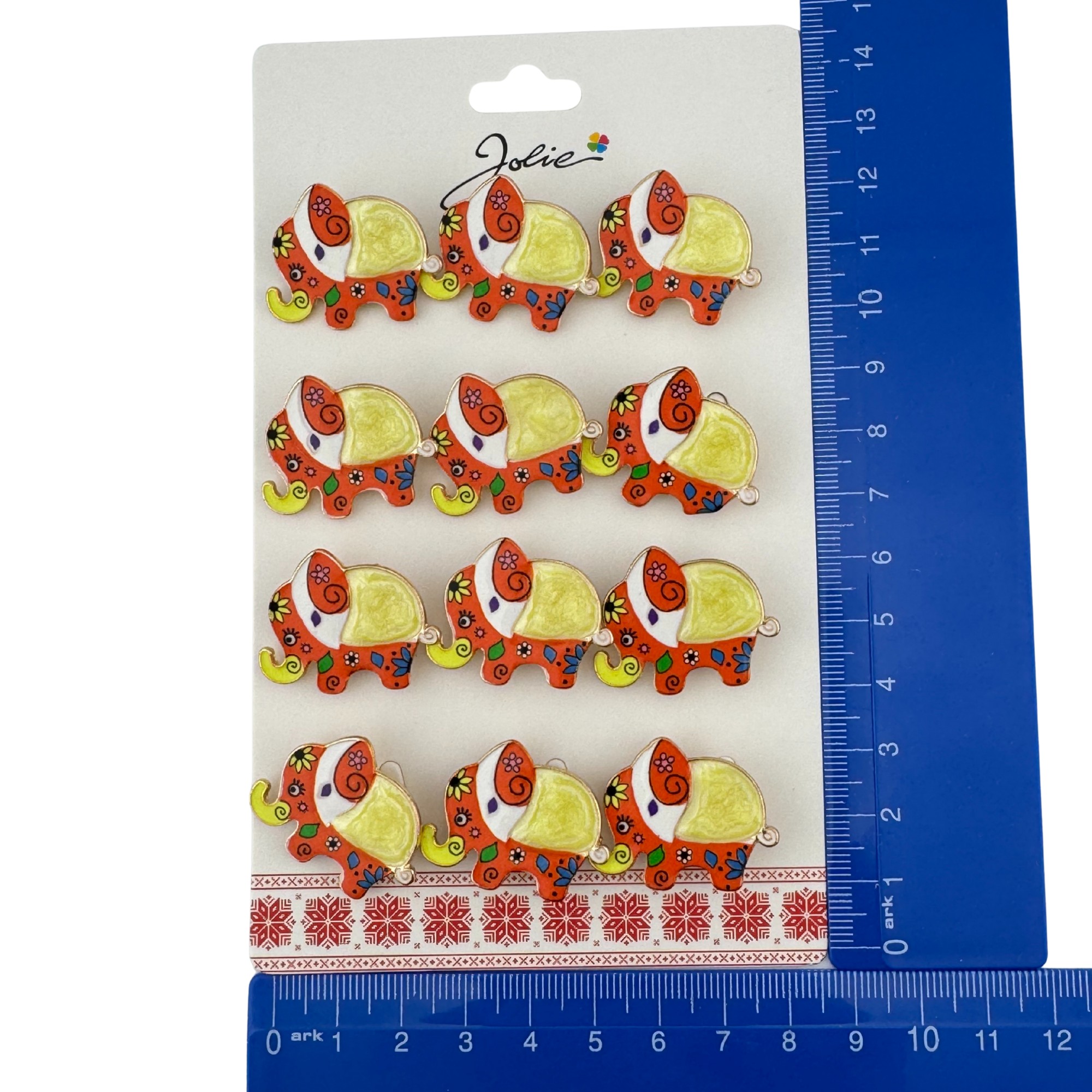 Set 12 Brose Martisor pentru Copii, Jolie, Model Elefant cu Design, Multicolor