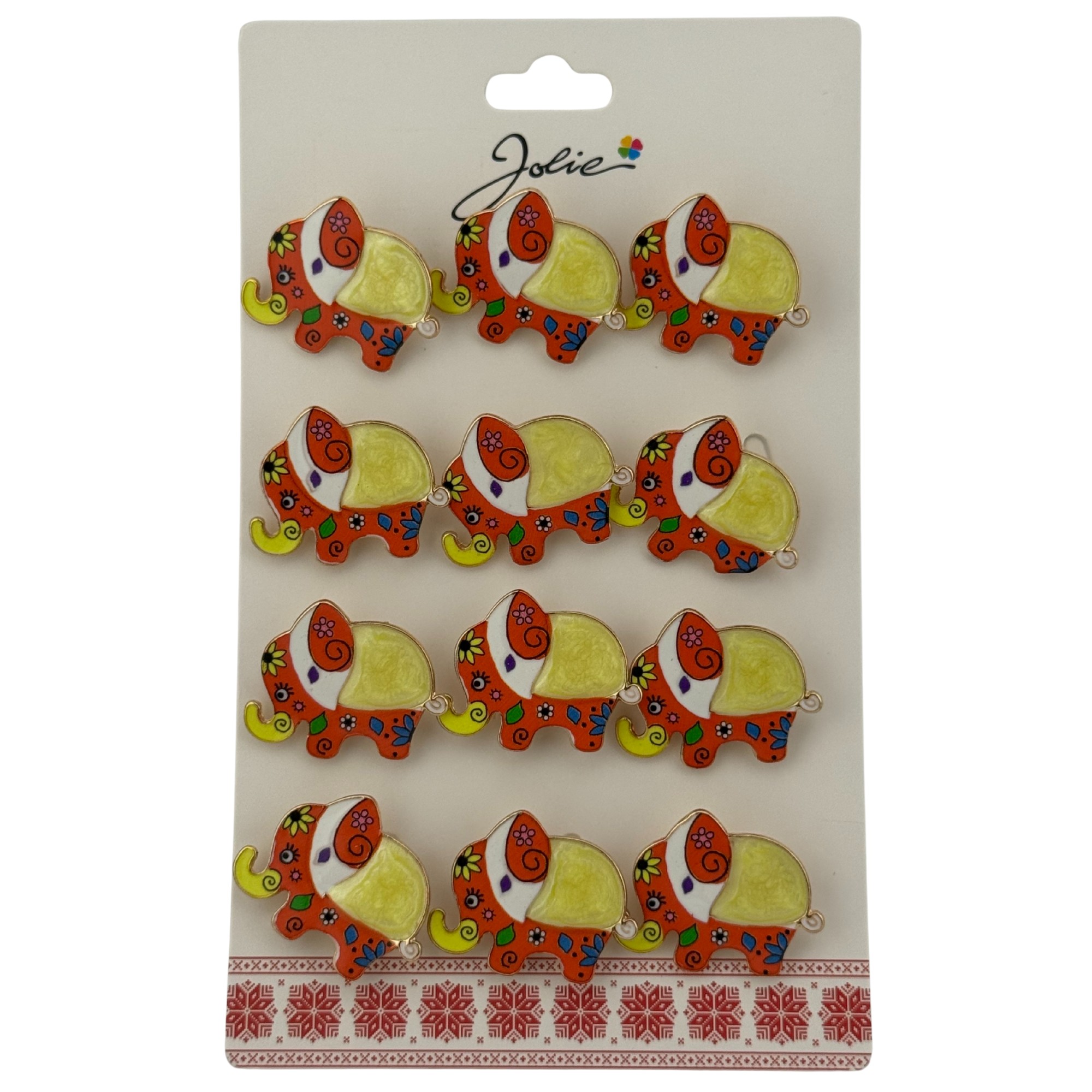 Set 12 Brose Martisor pentru Copii, Jolie, Model Elefant cu Design, Multicolor