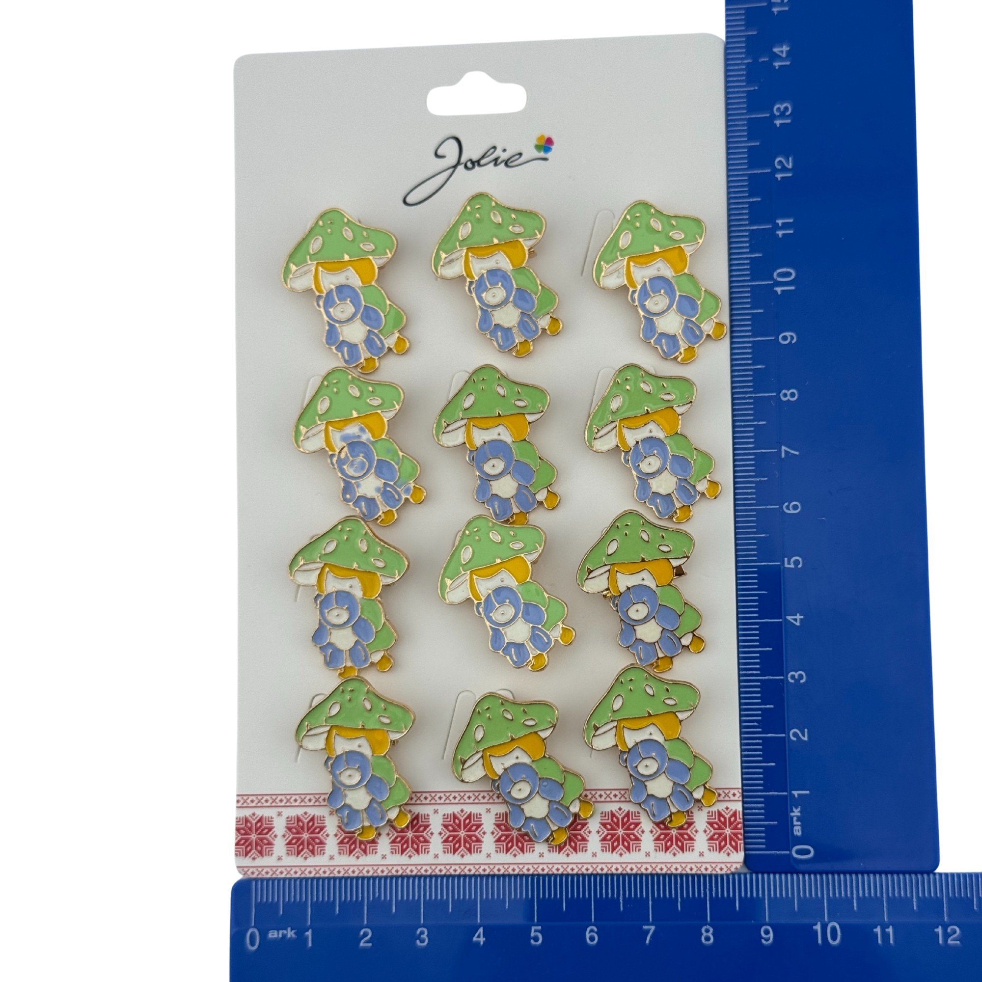 Set 12 Brose Martisor pentru Copii, Jolie, Model Fetita cu Ursulet de Plus, Multicolor