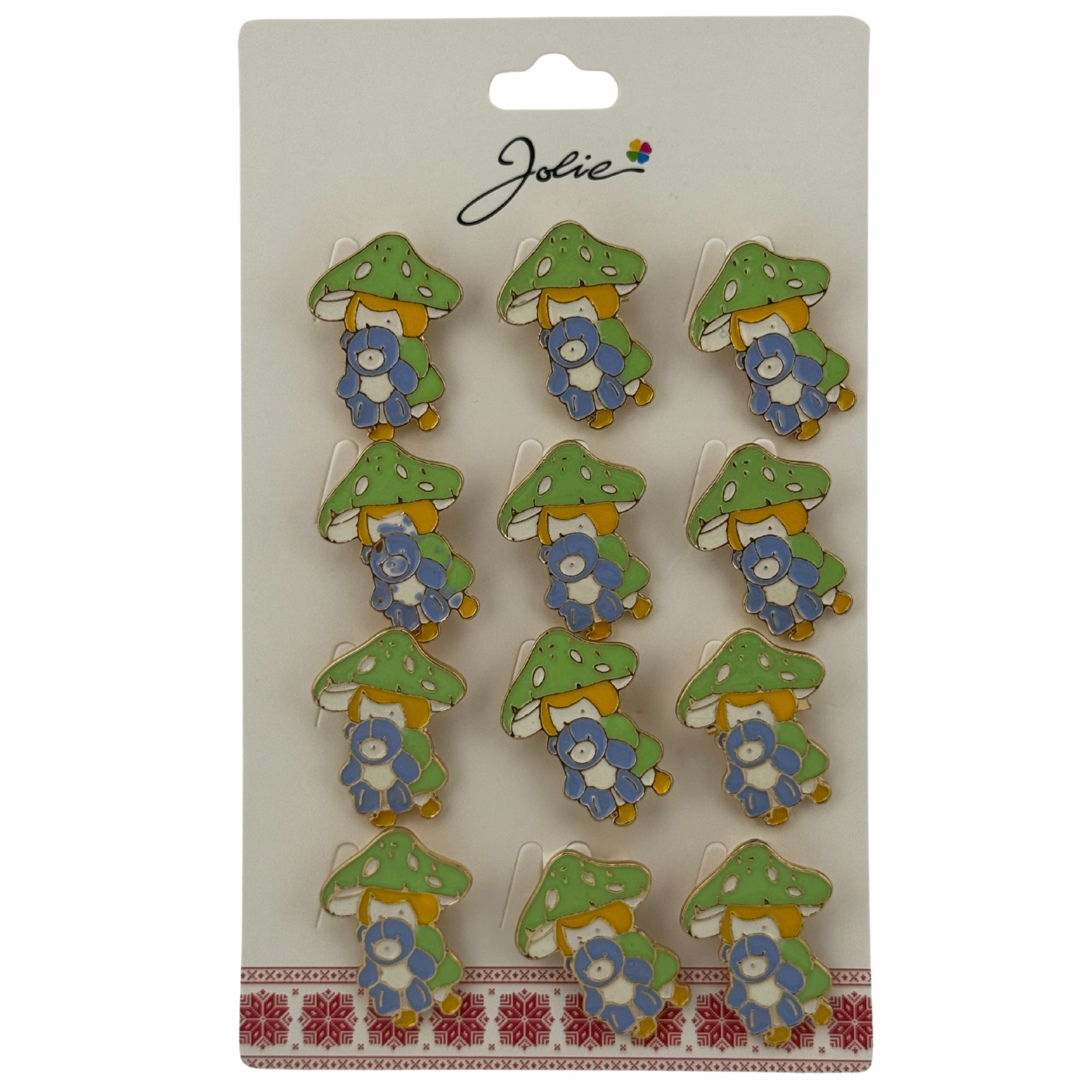 Set 12 Brose Martisor pentru Copii, Jolie, Model Fetita cu Ursulet de Plus, Multicolor