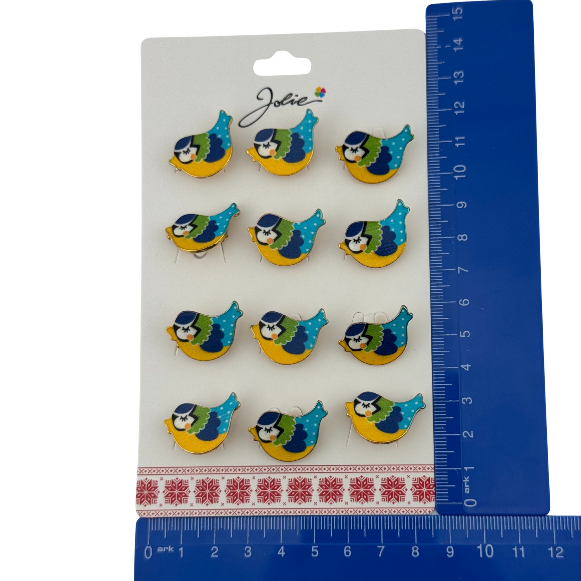 Set 12 Brose Martisor pentru Copii, Jolie, Model Pasare Vrabiuta, Multicolor