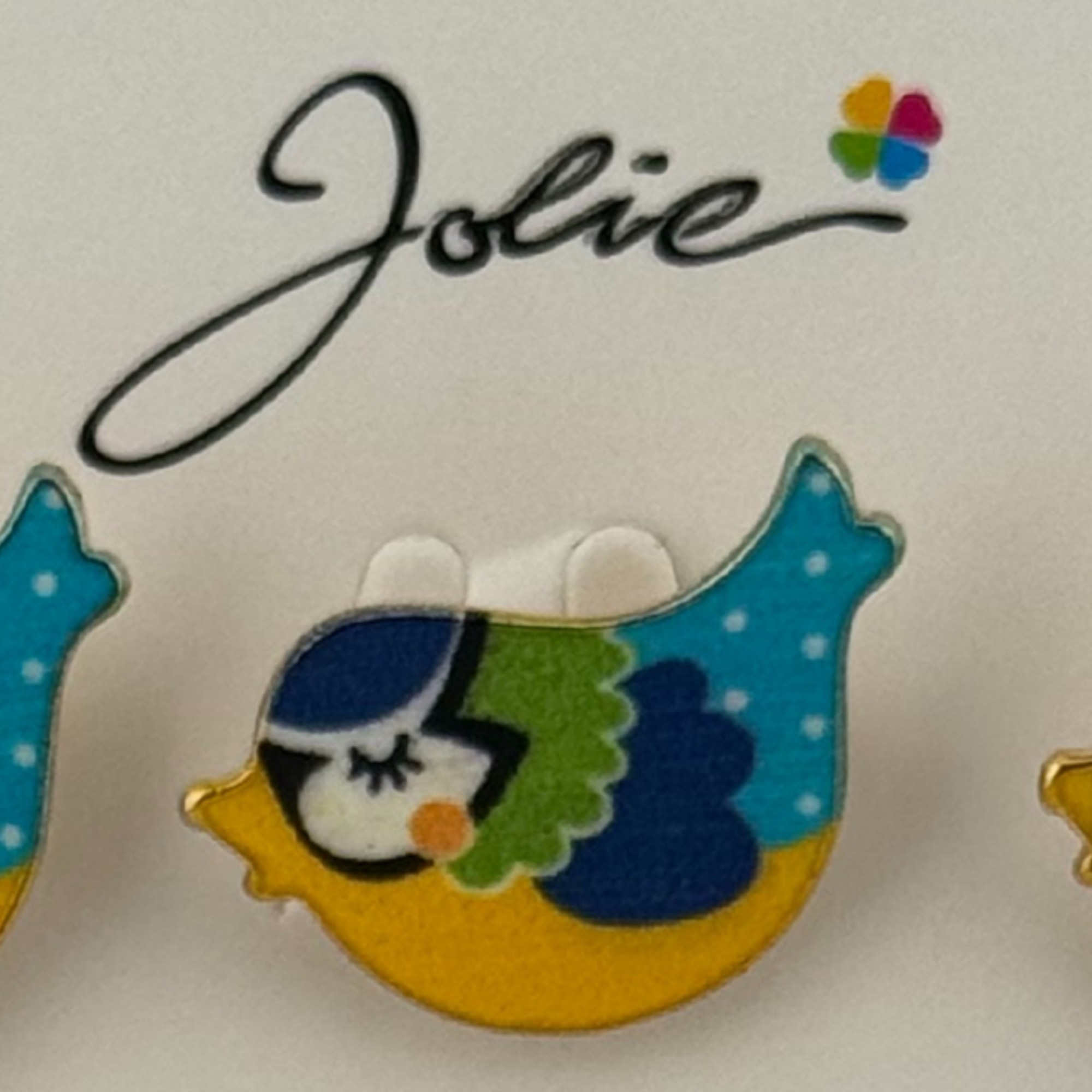 Set 12 Brose Martisor pentru Copii, Jolie, Model Pasare Vrabiuta, Multicolor