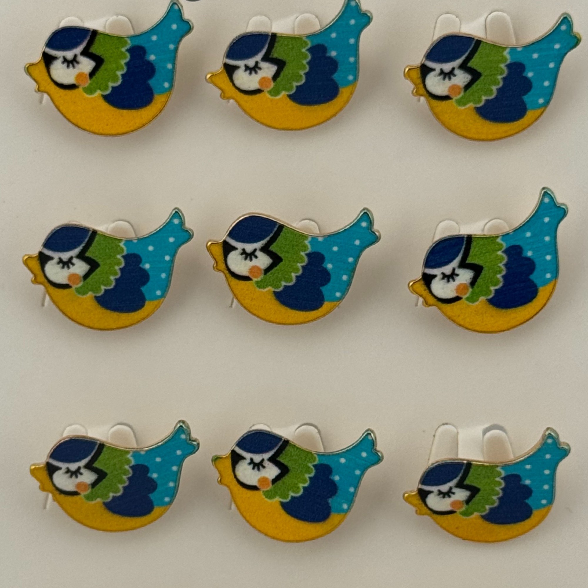 Set 12 Brose Martisor pentru Copii, Jolie, Model Pasare Vrabiuta, Multicolor