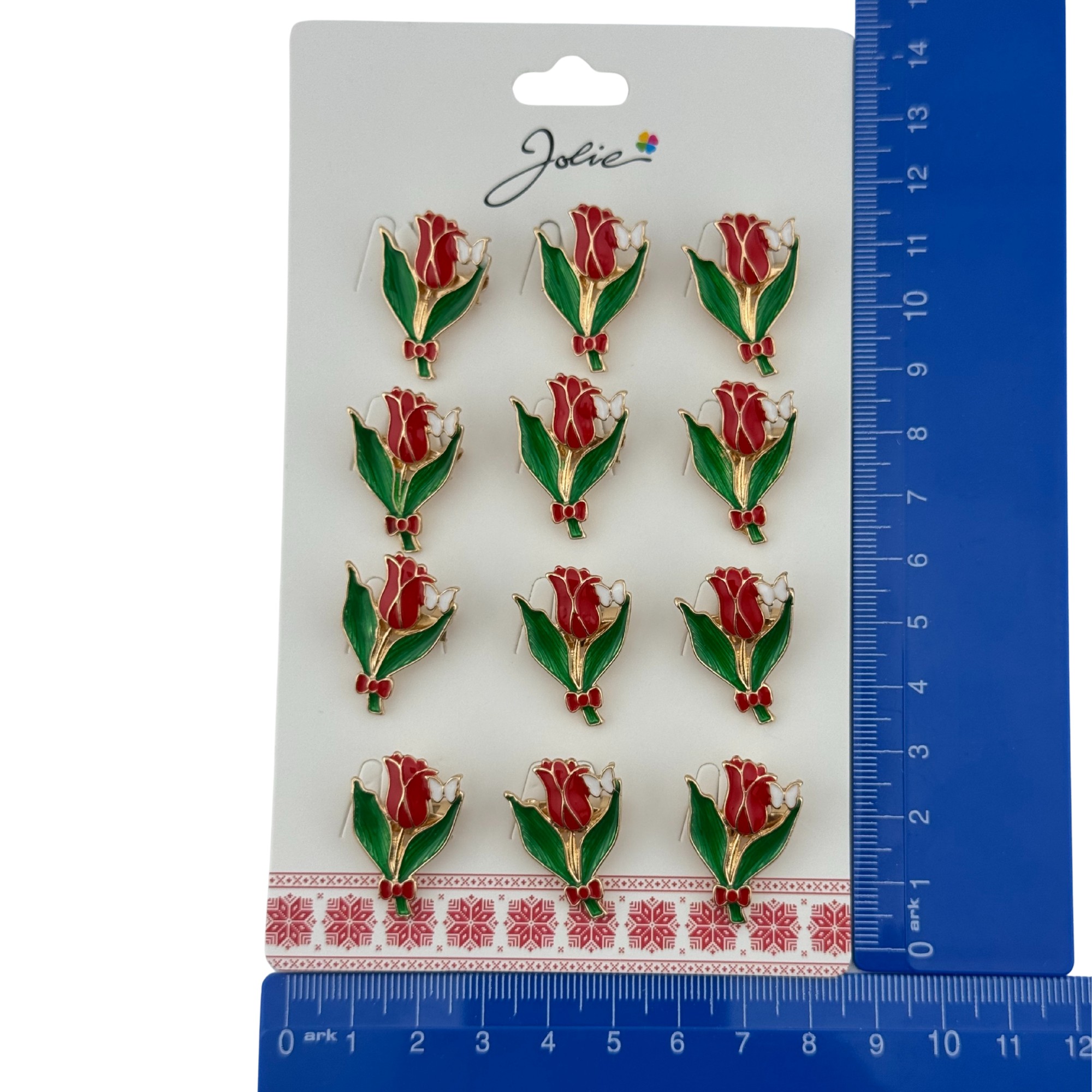 Set 12 Brose Martisor Primavara, Jolie, Model Lalea Rosie