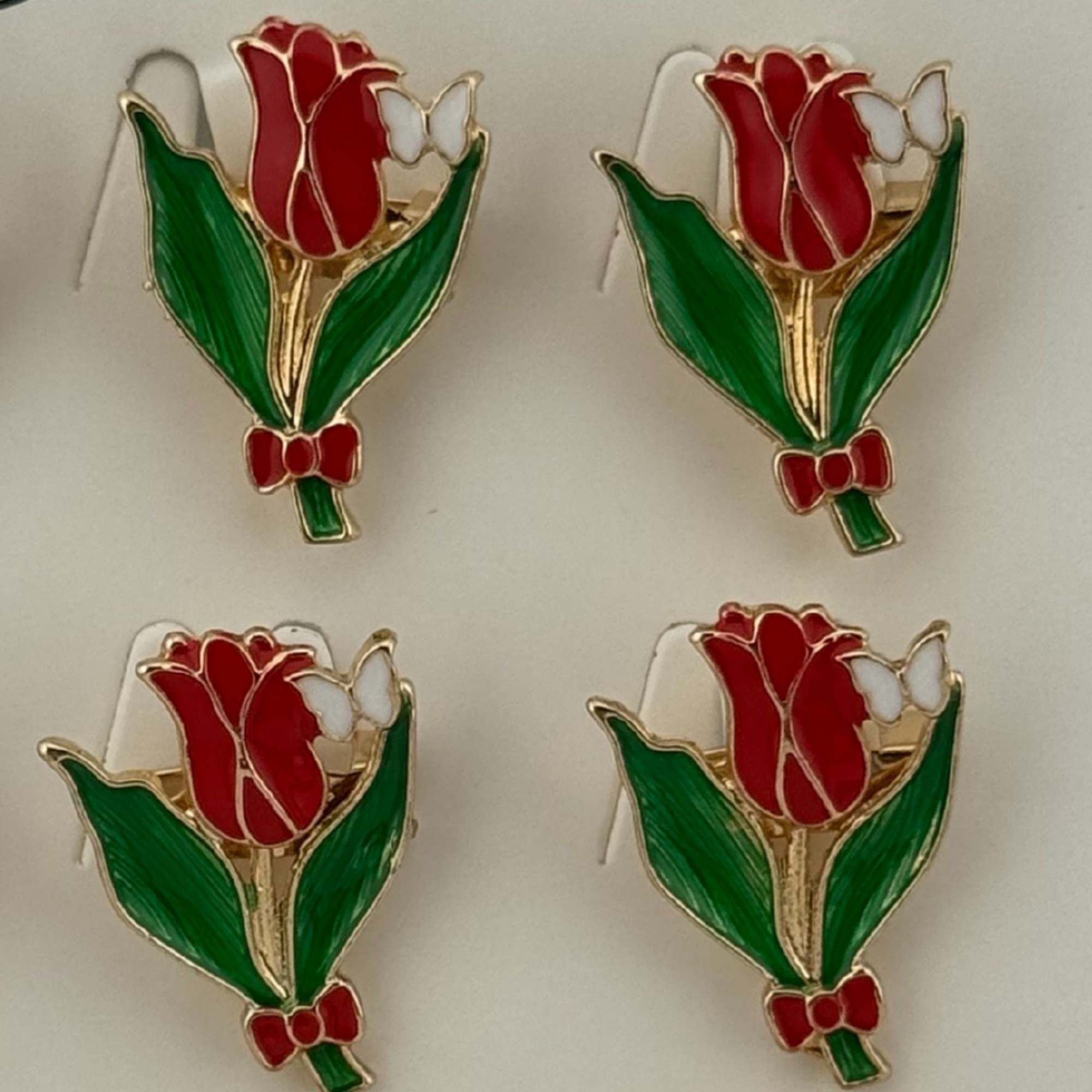 Set 12 Brose Martisor Primavara, Jolie, Model Lalea Rosie