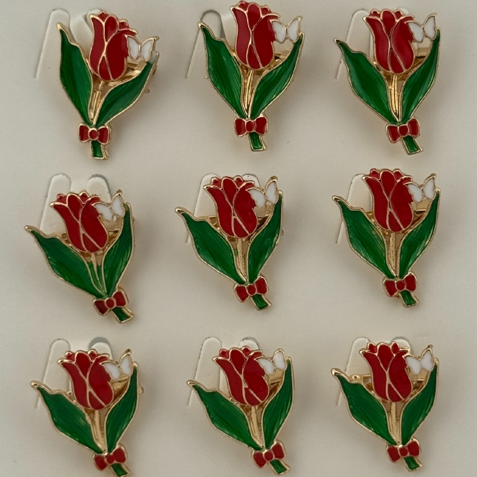 Set 12 Brose Martisor Primavara, Jolie, Model Lalea Rosie