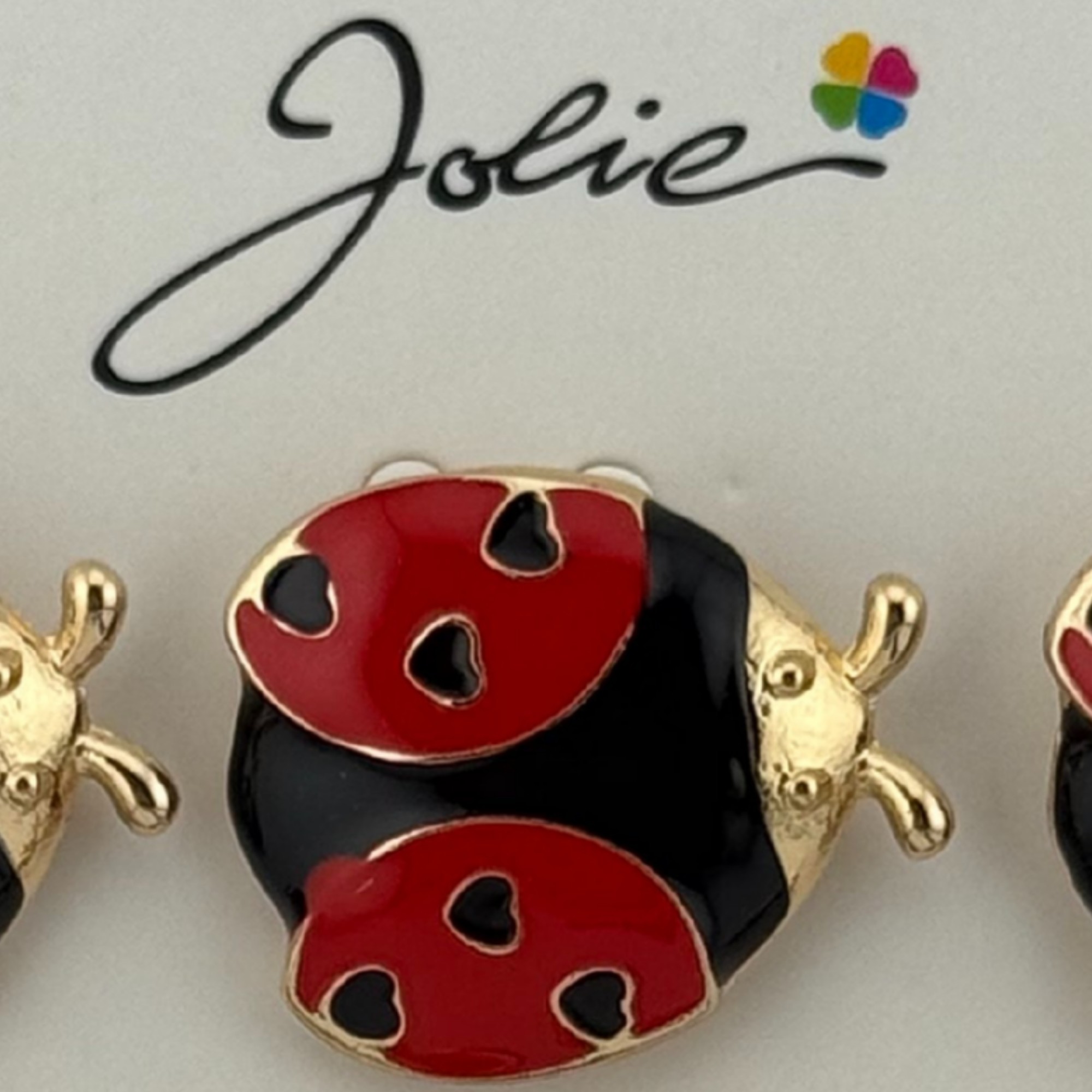 Set 12 Brose Martisor Primavara, Jolie, Model Buburuza, Rosu-Negru