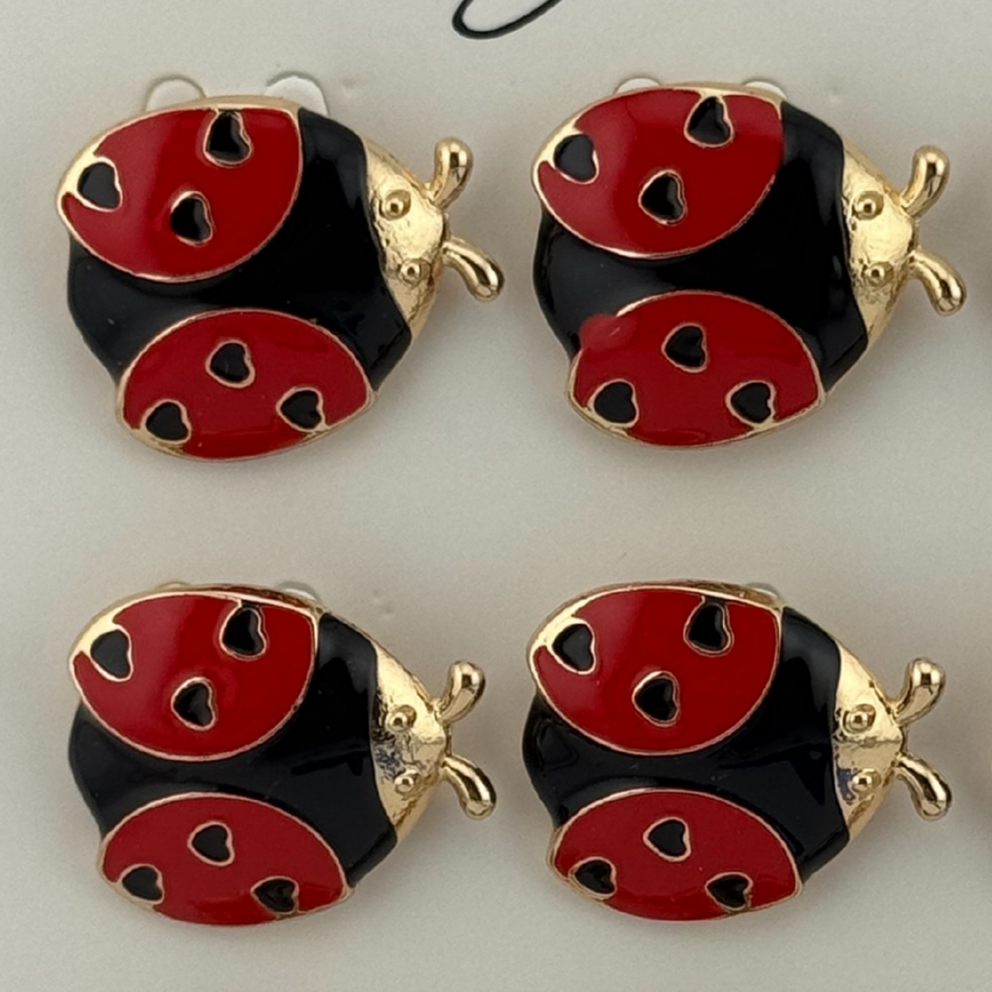 Set 12 Brose Martisor Primavara, Jolie, Model Buburuza, Rosu-Negru