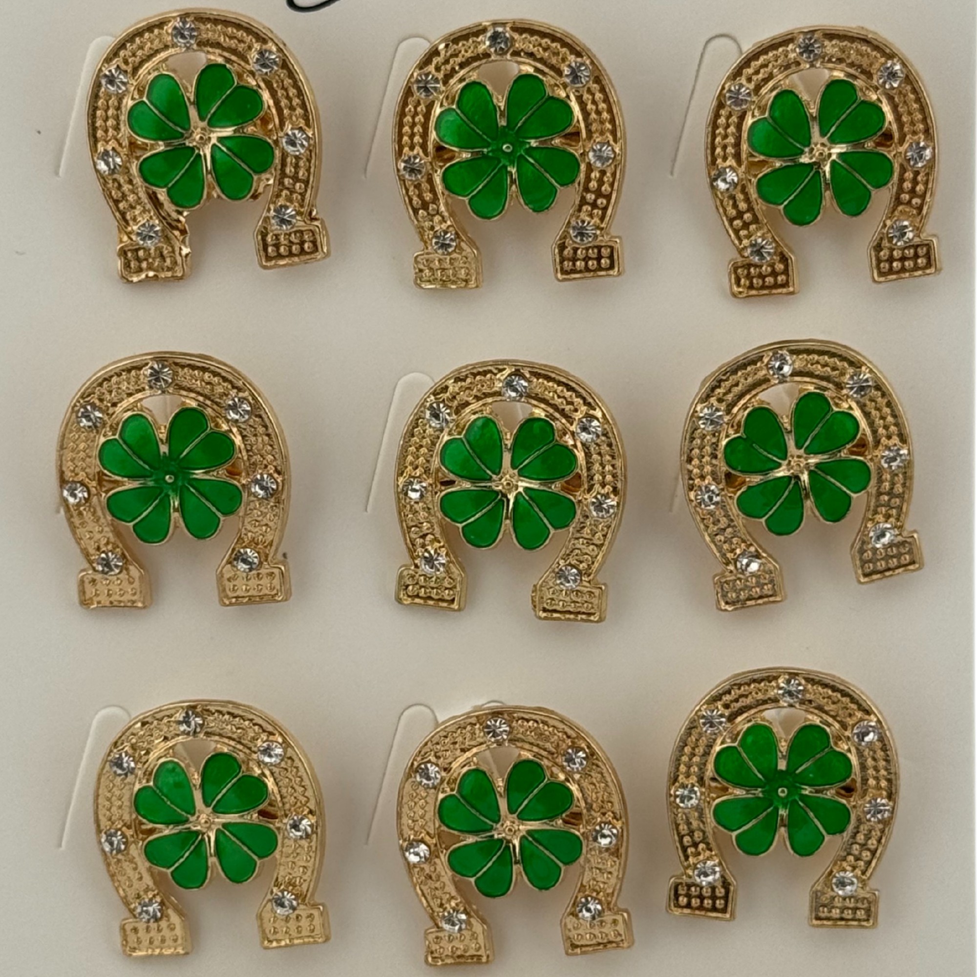 Set 12 Brose Martisor Primavara, Jolie, Model Trifoi in Potcoava, Multicolor