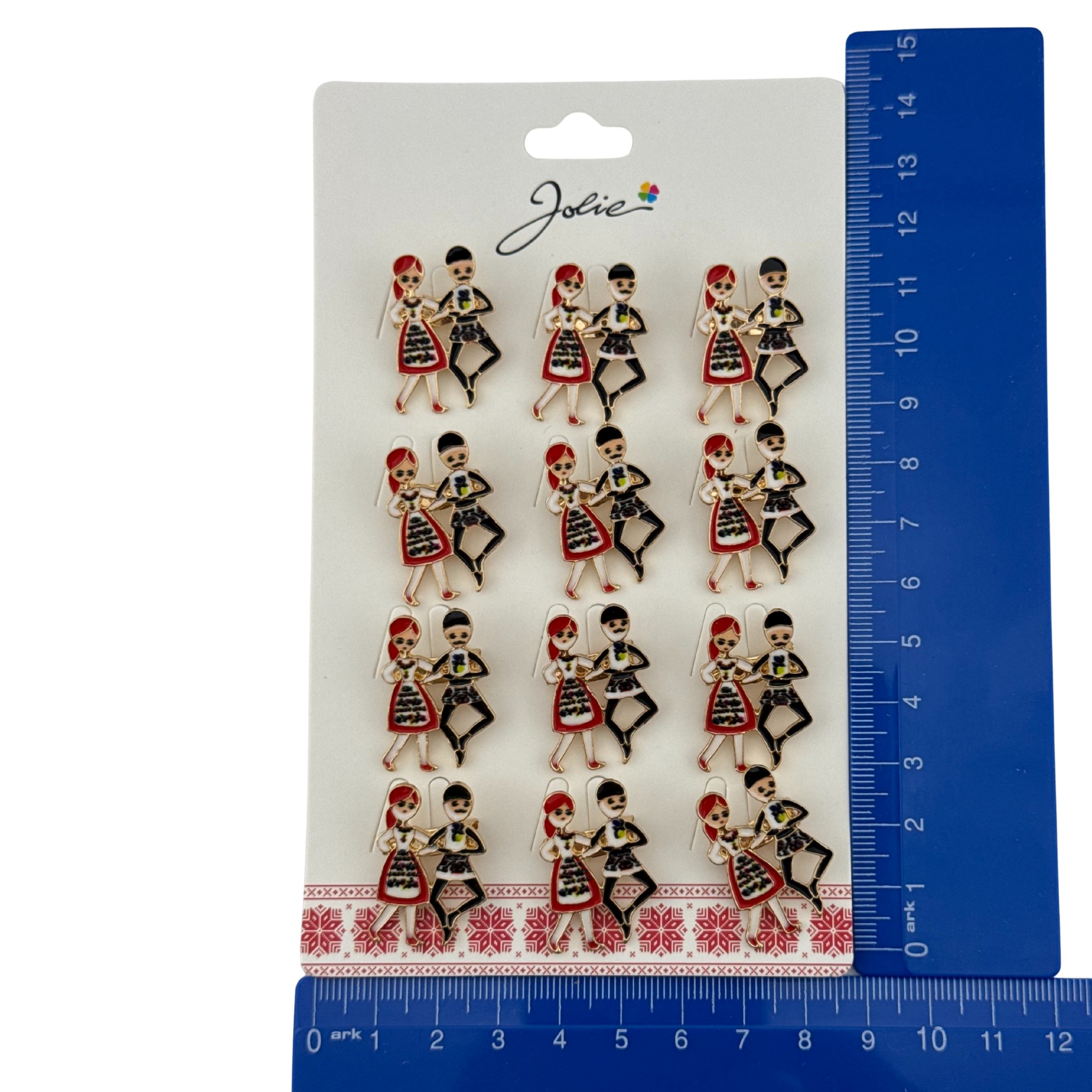 Set 12 Brose Martisor Primavara, Jolie, Model Cuplu Dansatori Traditional, Multicolor