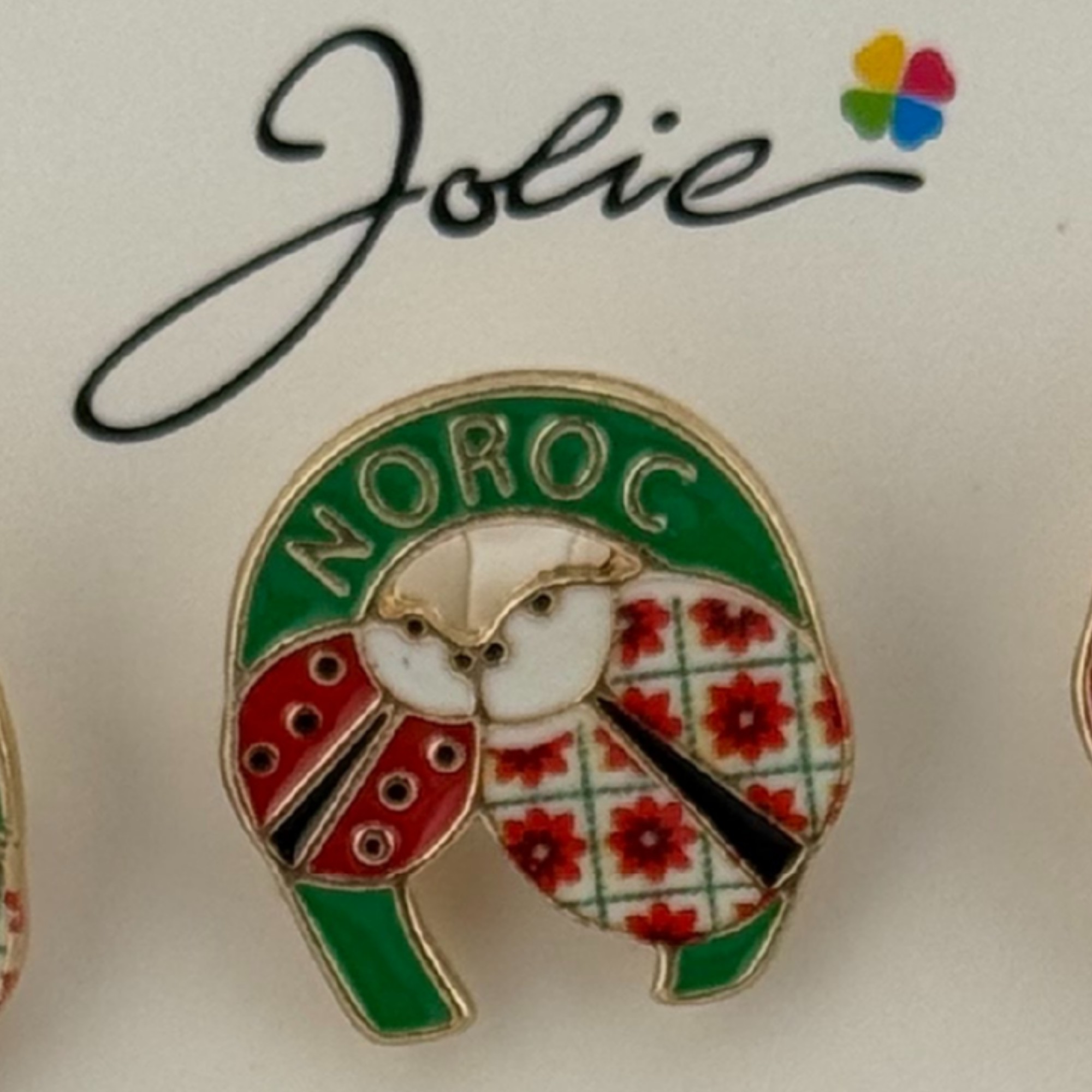 Set 12 Brose Martisor Primavara, Jolie, Model Doua Buburuze in Potcoava, Noroc, Multicolor