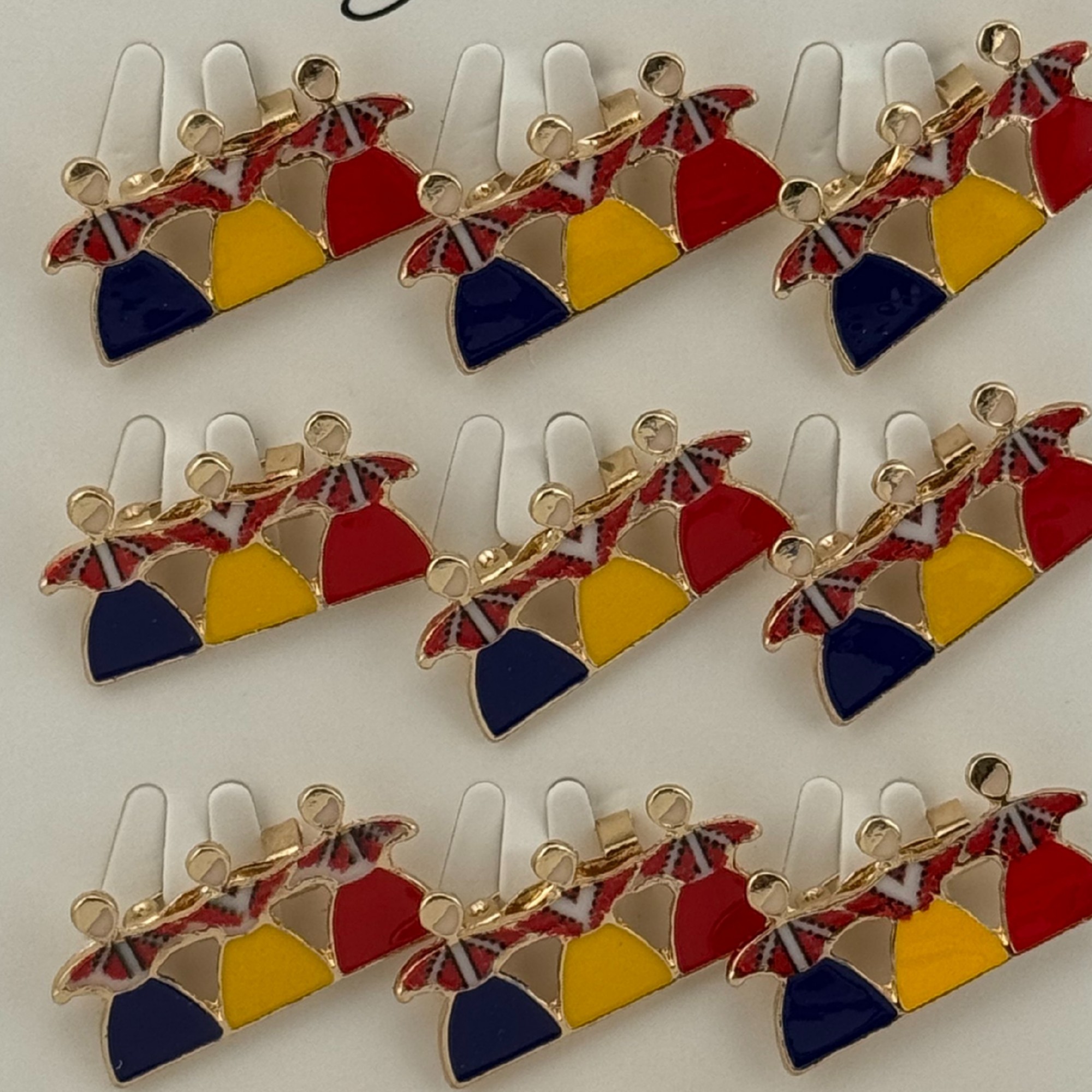 Set 12 Brose Martisor Primavara, Jolie, Model Trei Fete Tricolor Hora, Multicolor