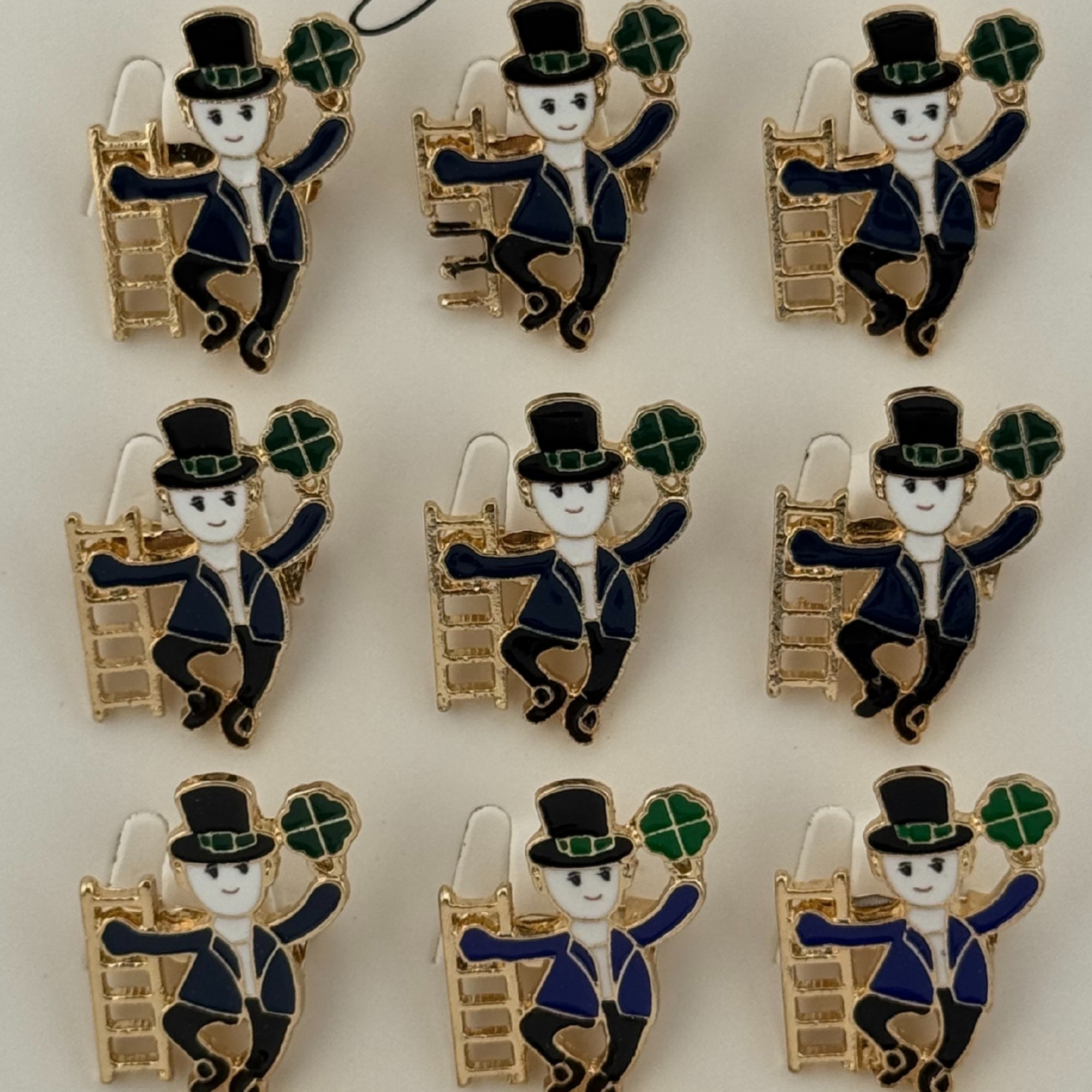 Set 12 Brose Martisor Primavara, Jolie, Model Cosar pe Scara si Trifoi, Multicolor