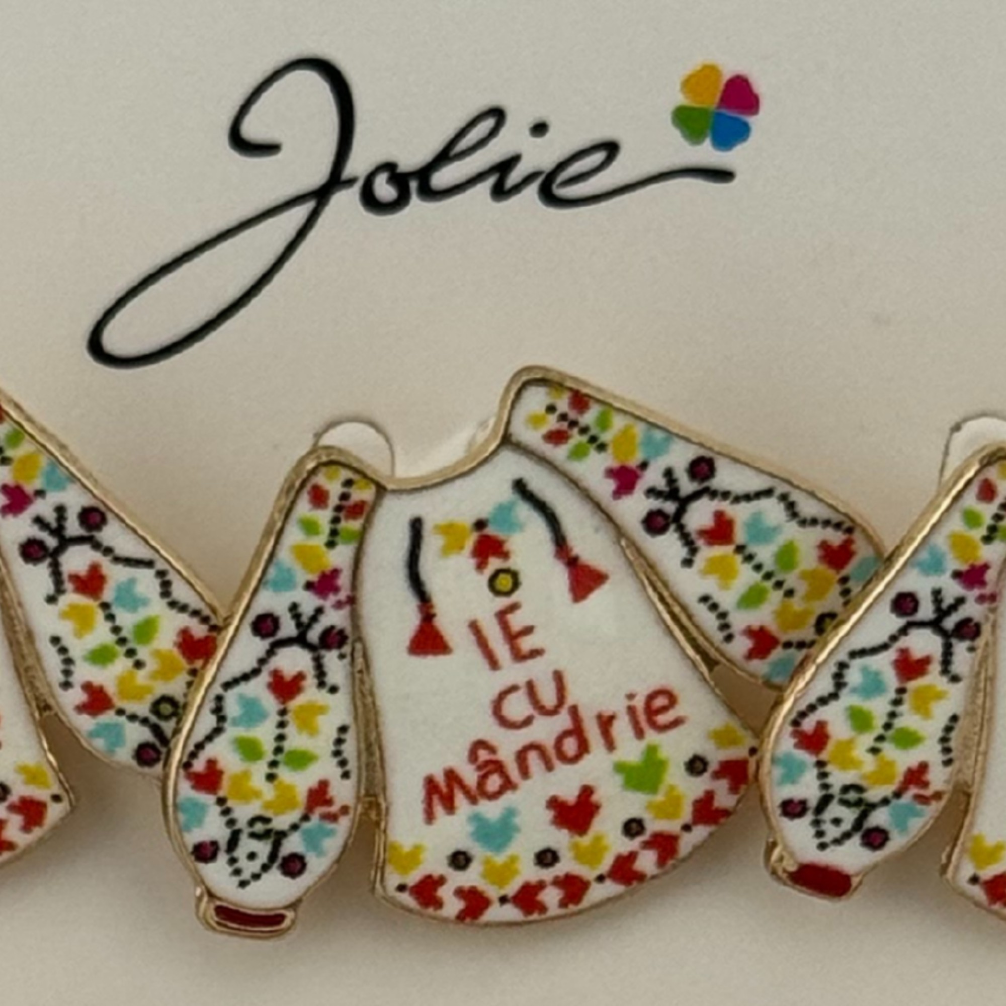 Set 12 Brose Martisor Primavara, Jolie, Model Ie, Mesaj Ie cu Mandrie, Multicolor