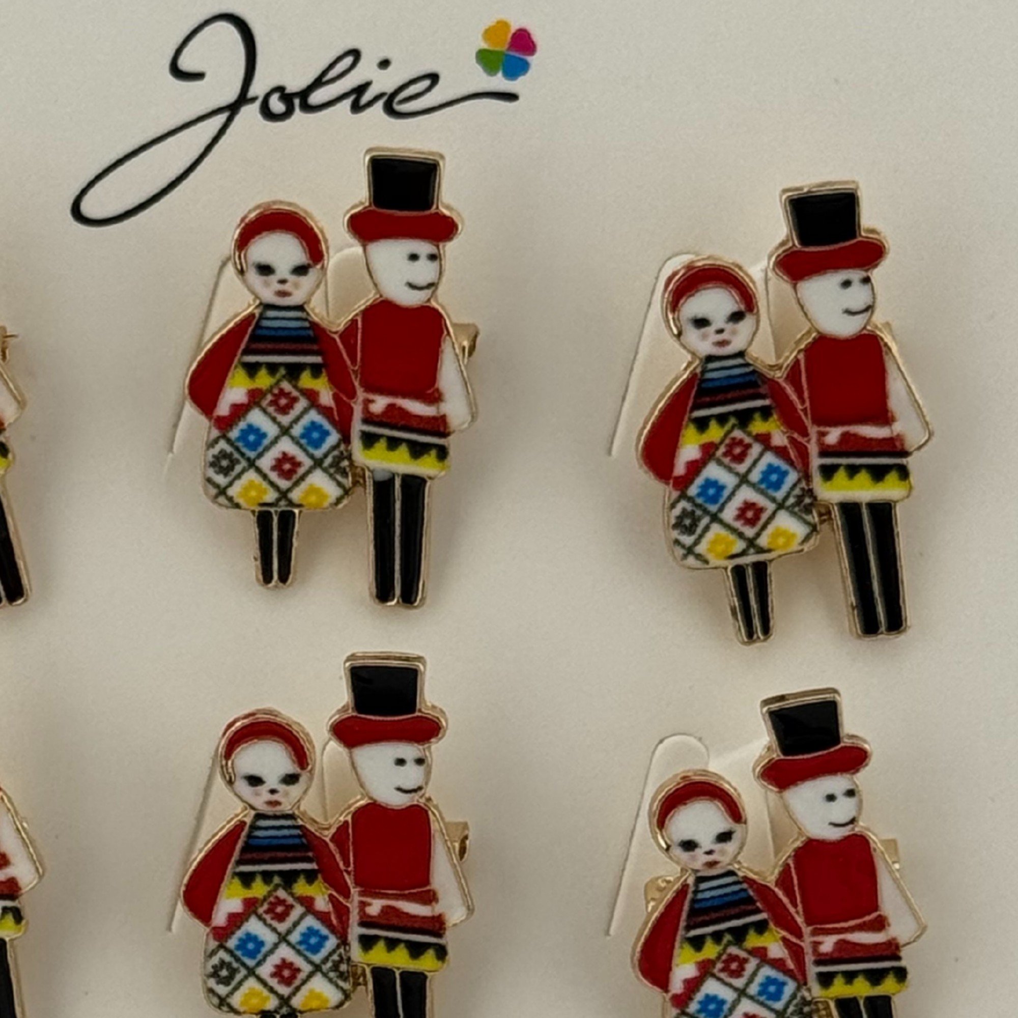 Set 12 Brose Martisor Primavara, Jolie, Model Cuplu Traditional, Multicolor