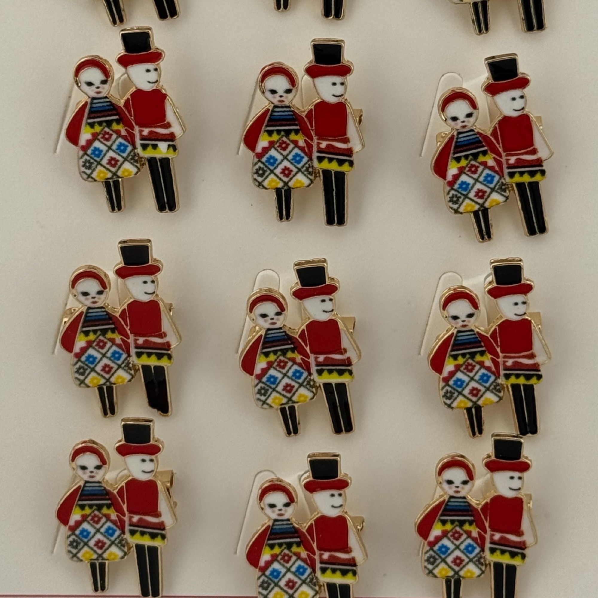 Set 12 Brose Martisor Primavara, Jolie, Model Cuplu Traditional, Multicolor