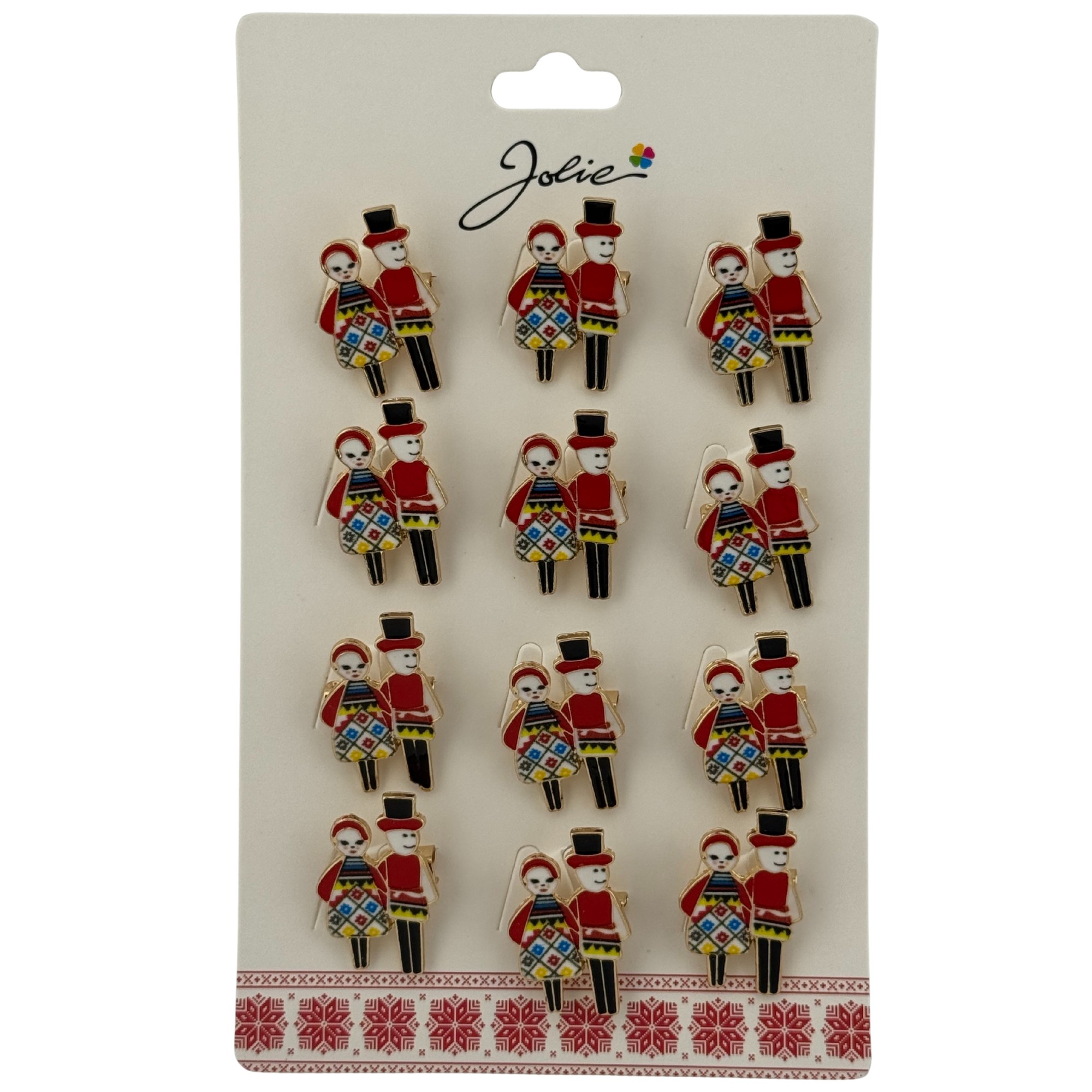 Set 12 Brose Martisor Primavara, Jolie, Model Cuplu Traditional, Multicolor