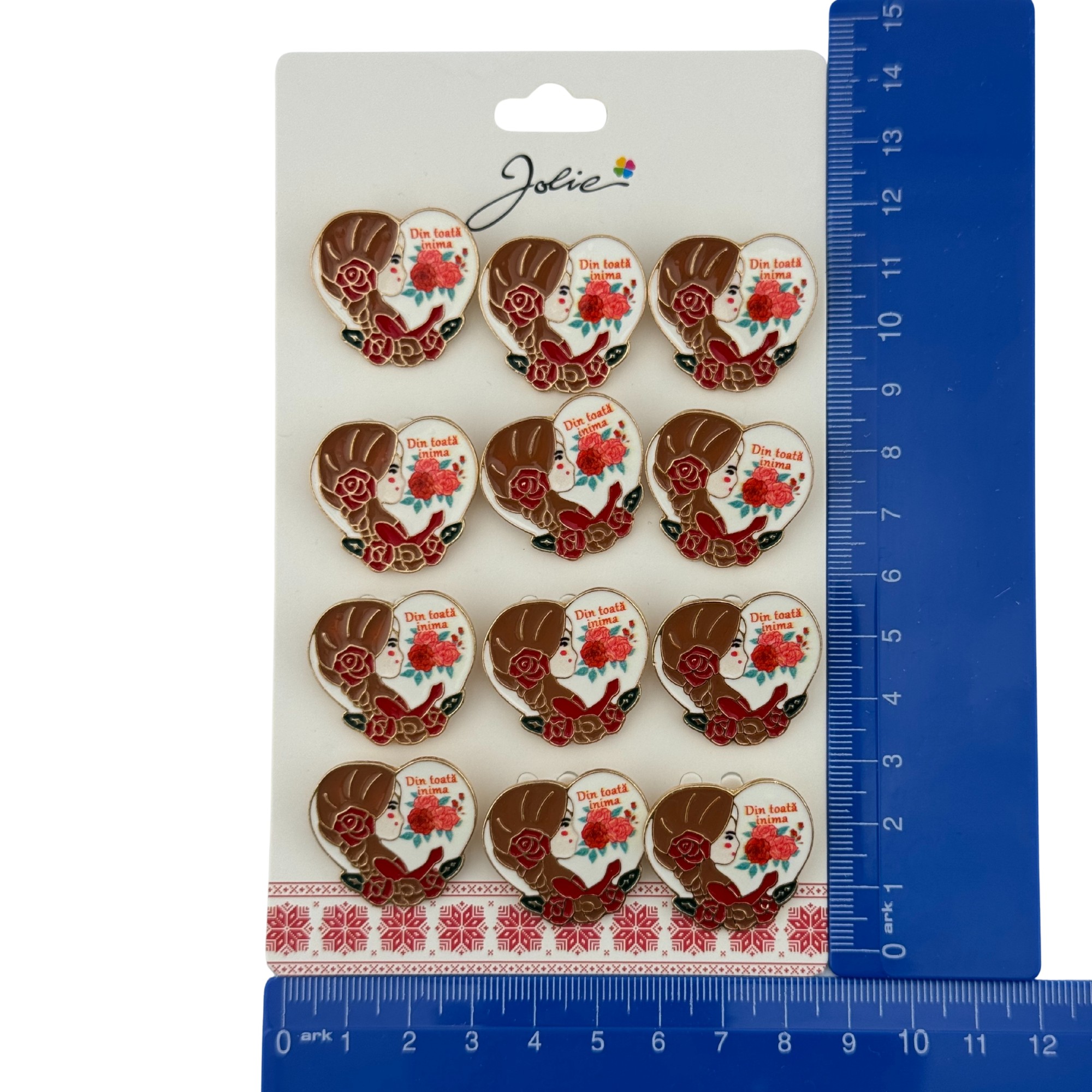 Set 12 Brose Martisor Primavara, Jolie, Model Fata, Mesaj Din Toata Inima, Multicolor