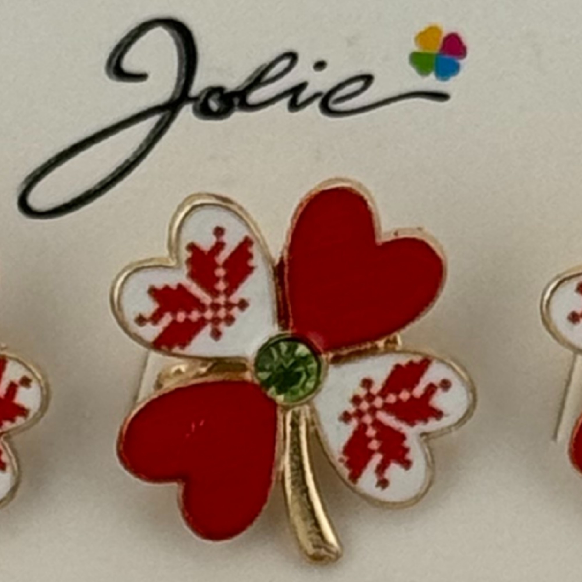 Set 12 Brose Martisor Primavara, Jolie, Model Trifoi Traditional cu Rosu 2