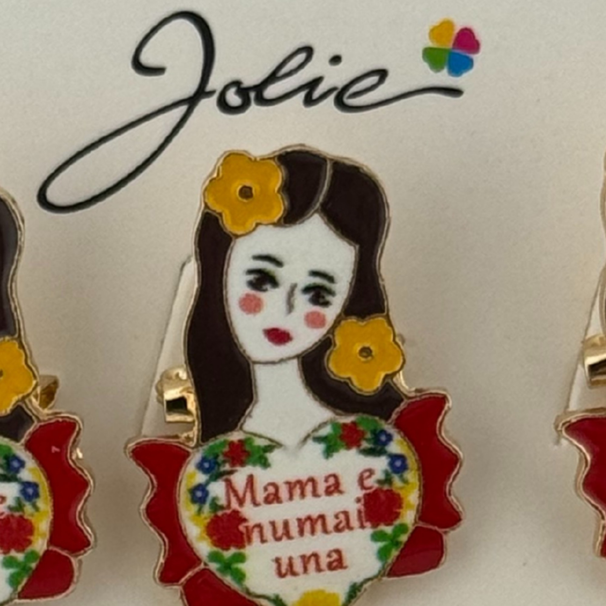 Set 12 Brose Martisor Primavara, Jolie, Model Fata, Mesaj Mama e Numai Una, Multicolor