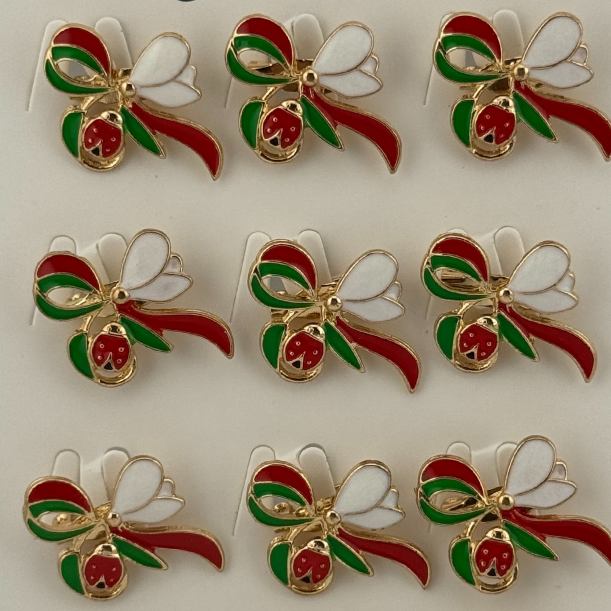 Set 12 Brose Martisor Primavara, Jolie, Model Fundita cu Ghiocel si Buburuza