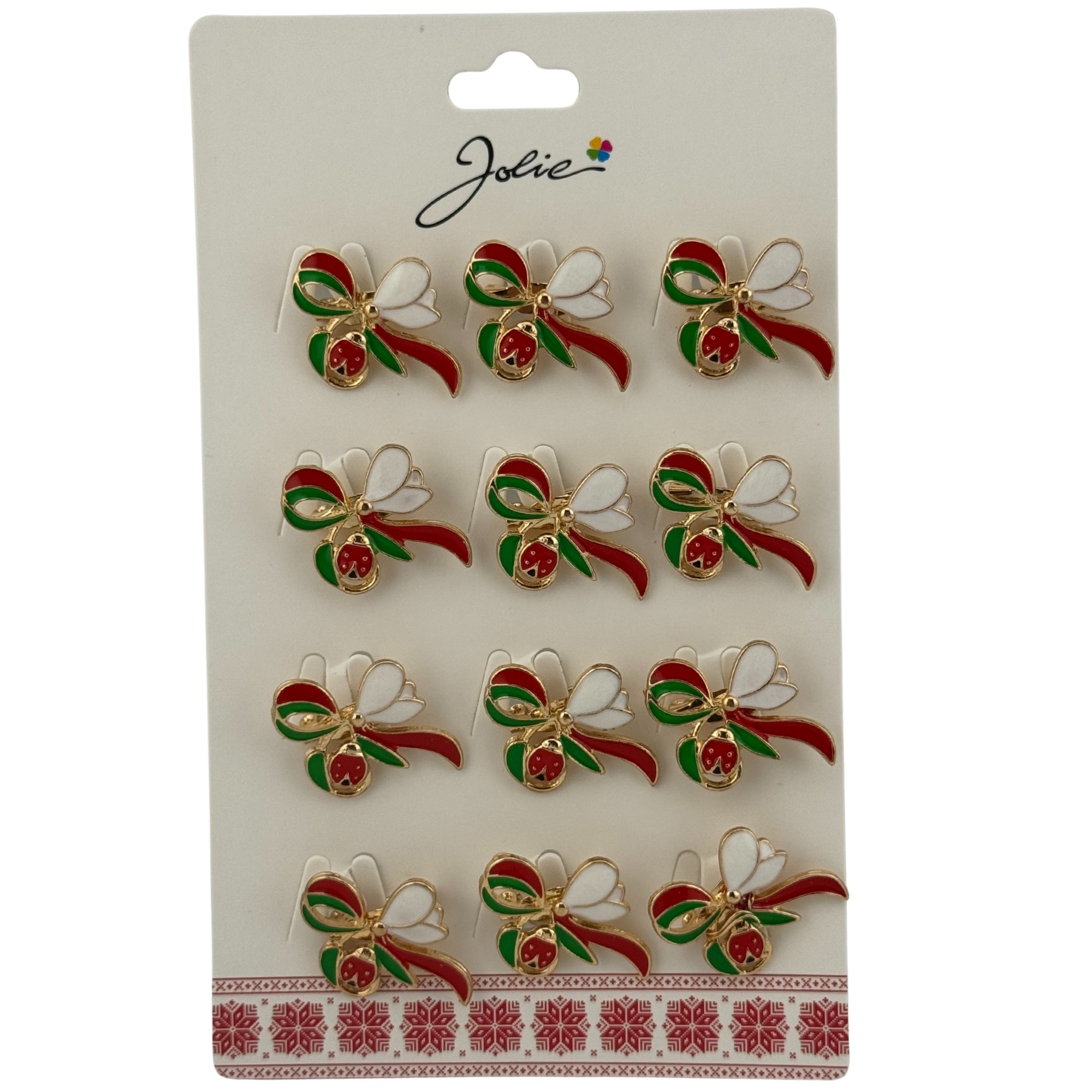 Set 12 Brose Martisor Primavara, Jolie, Model Fundita cu Ghiocel si Buburuza