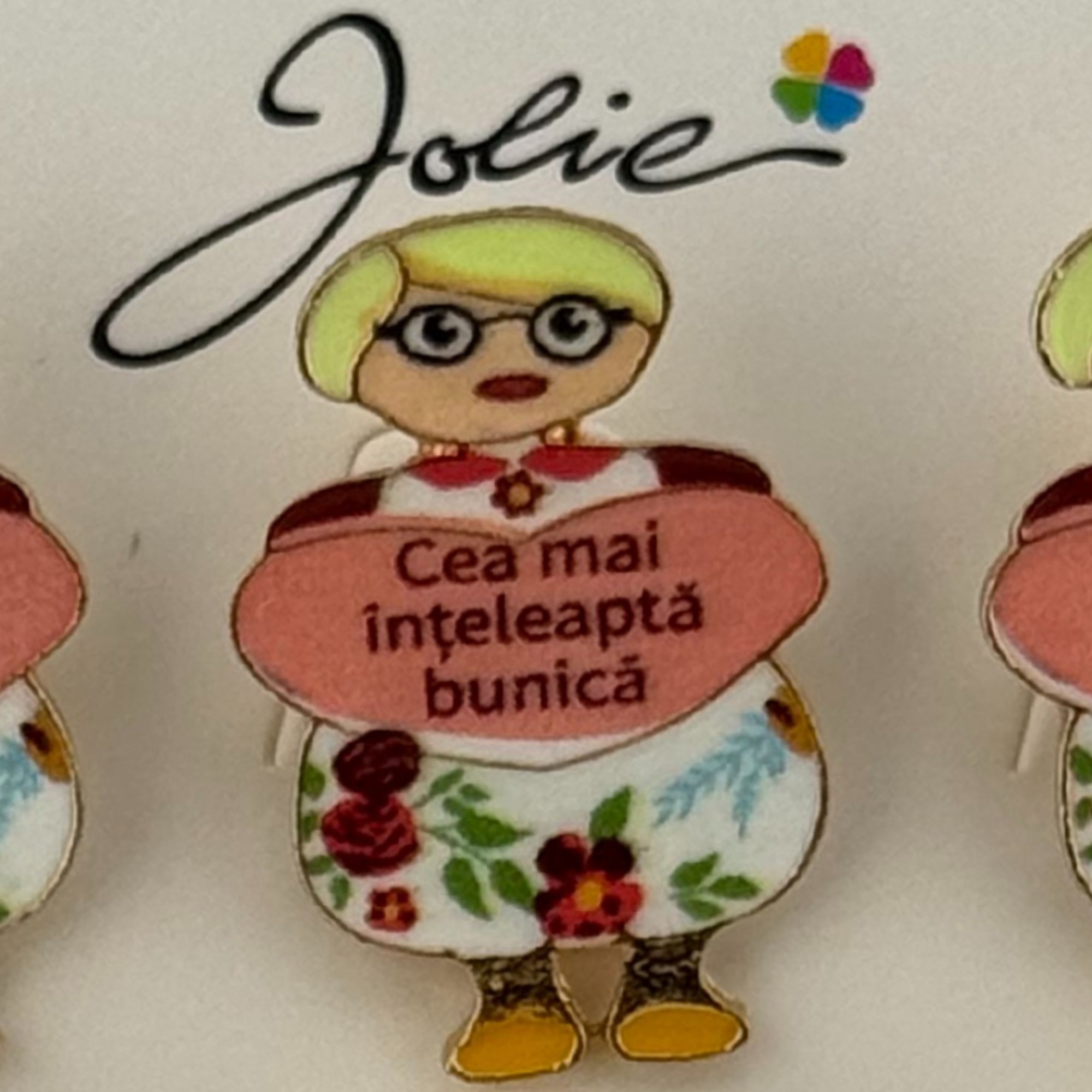 Set 12 Brose Martisor Primavara cu Mesaj Cea Mai Inteleapta Bunica