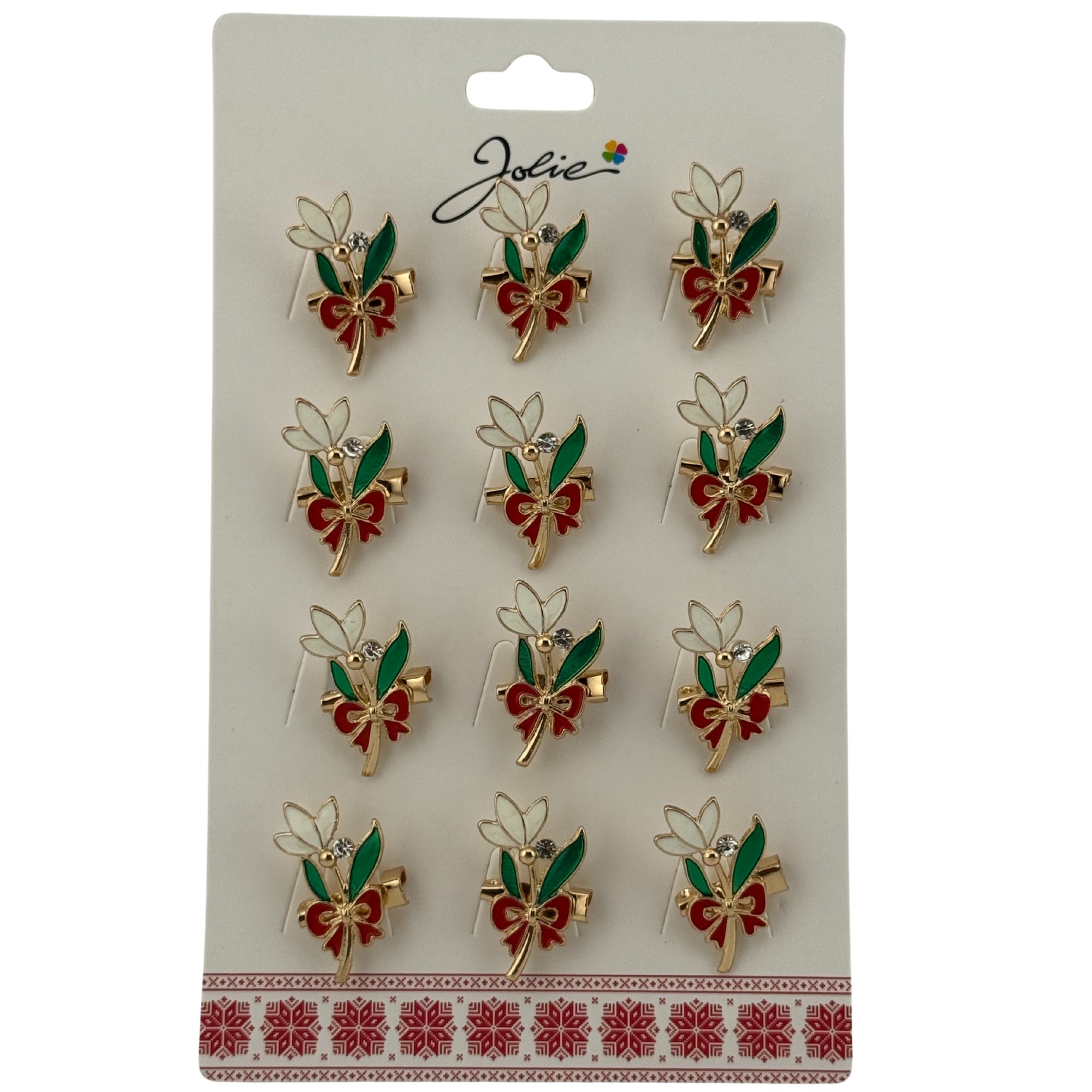 Set 12 Brose Martisor Primavara, Jolie, Model Floare cu Fundita