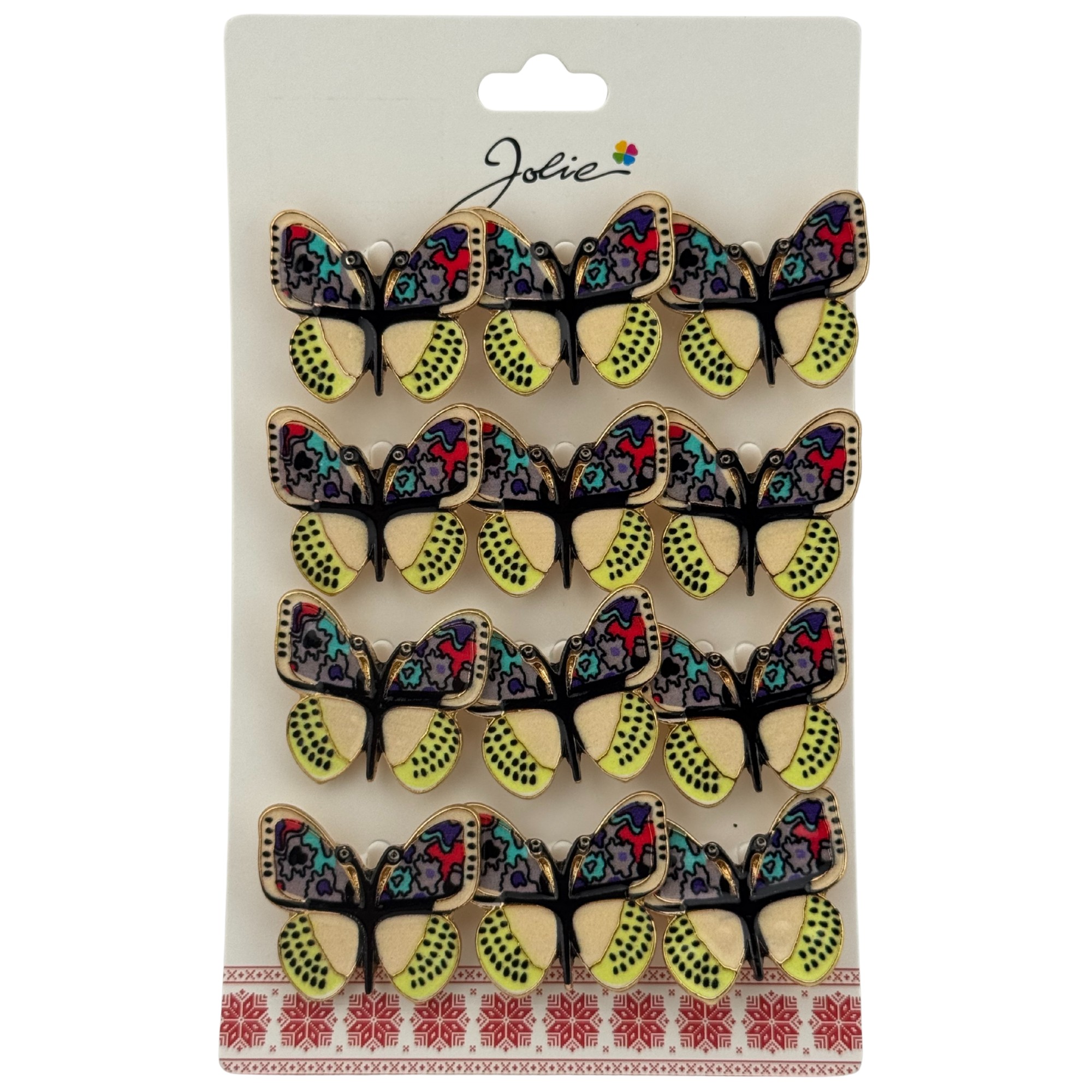 Set 12 Brose Martisor Primavara, Jolie, Model Fluture cu Aripi Deschise, Multicolor