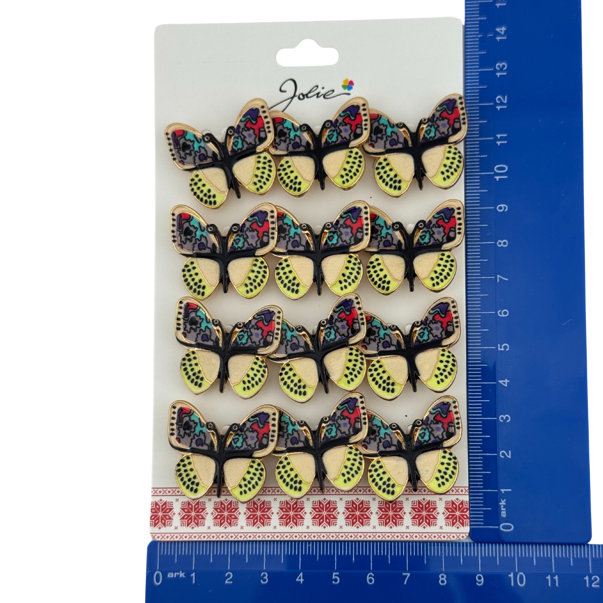 Set 12 Brose Martisor Primavara, Jolie, Model Fluture cu Aripi Deschise, Multicolor