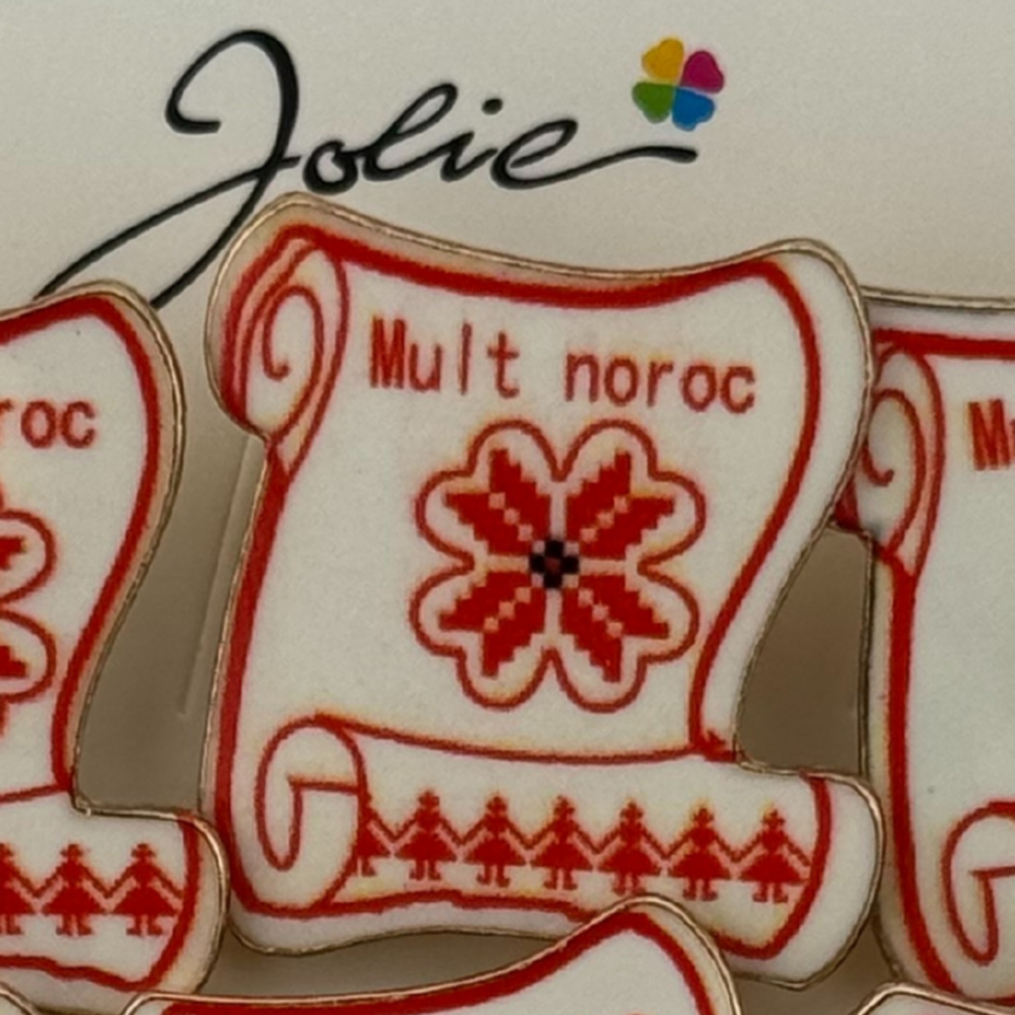 Set 12 Brose Martisor Primavara, Jolie, Model Papirus, cu Mesaj Mult Noroc