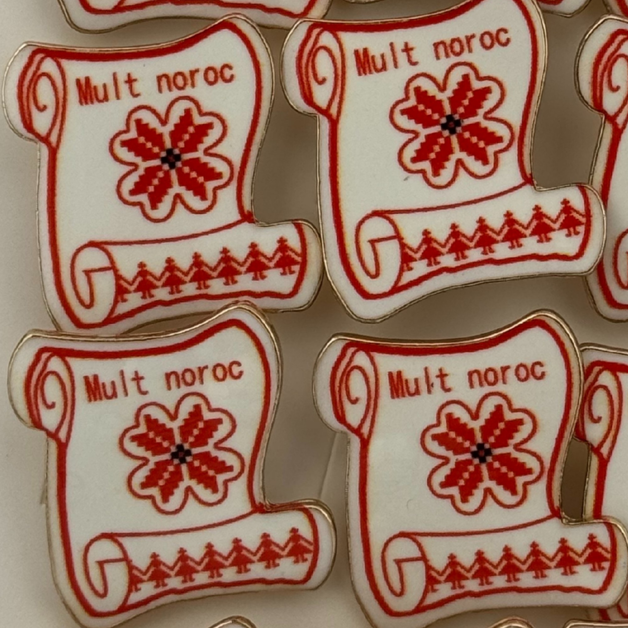 Set 12 Brose Martisor Primavara, Jolie, Model Papirus, cu Mesaj Mult Noroc