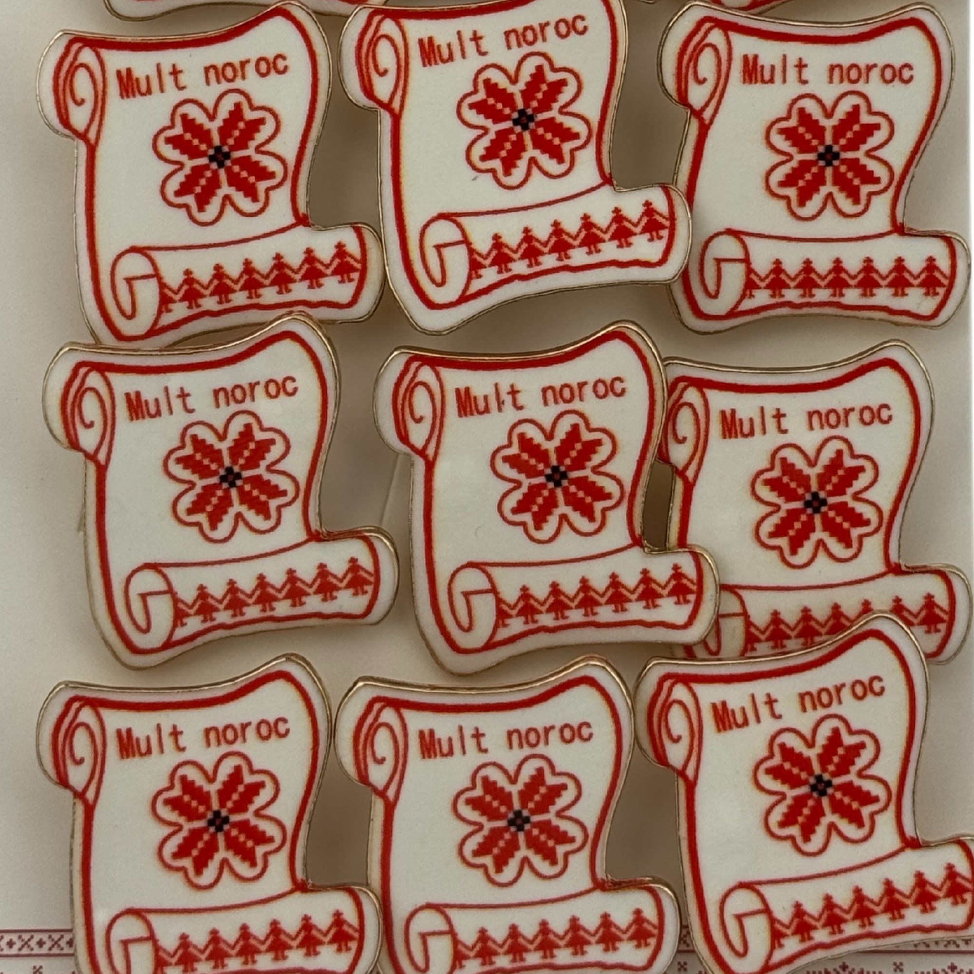 Set 12 Brose Martisor Primavara, Jolie, Model Papirus, cu Mesaj Mult Noroc
