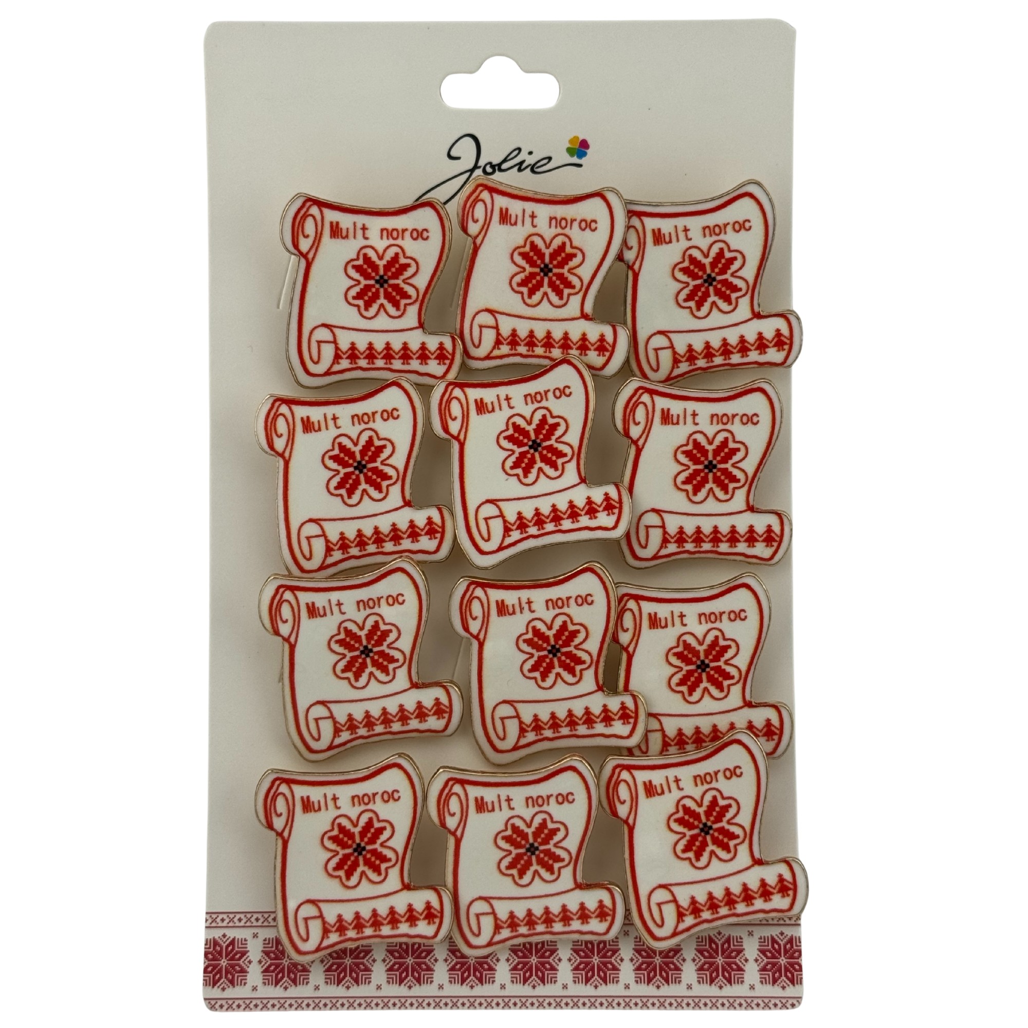 Set 12 Brose Martisor Primavara, Jolie, Model Papirus, cu Mesaj Mult Noroc