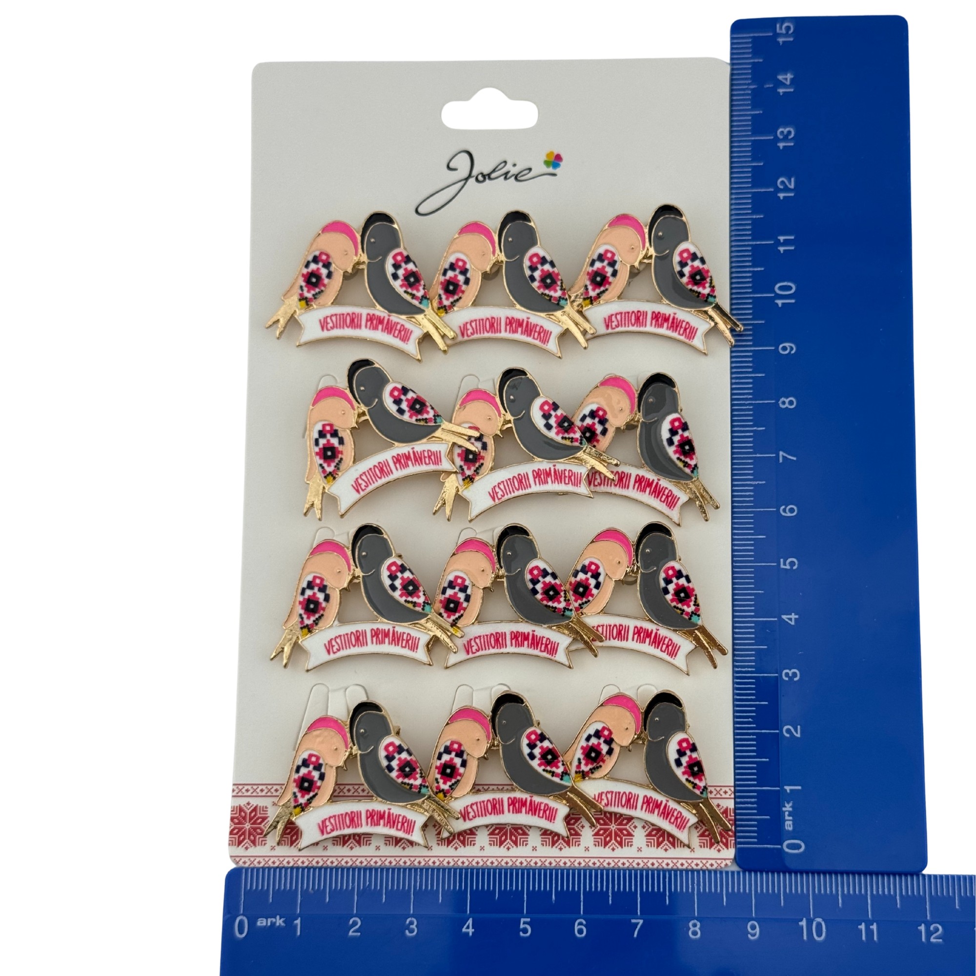 Set 12 Brose Martisor Primavara, Jolie, Model Randunele, cu Mesaj Vestitorii Primaverii