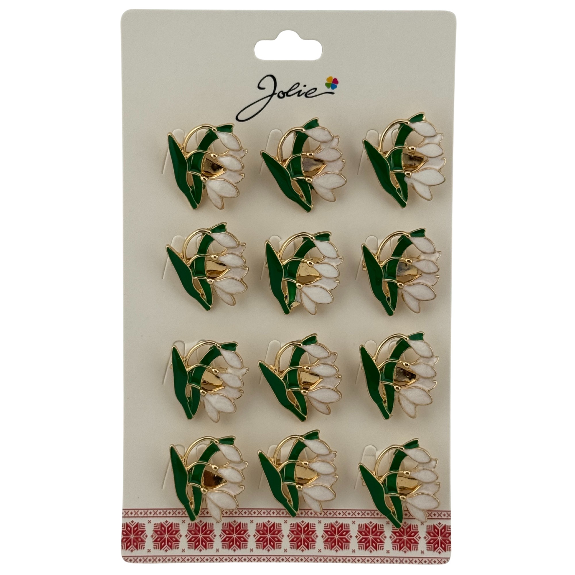 Set 12 Brose Martisor Primavara, Jolie, Model Ghiocei, Verde Alb