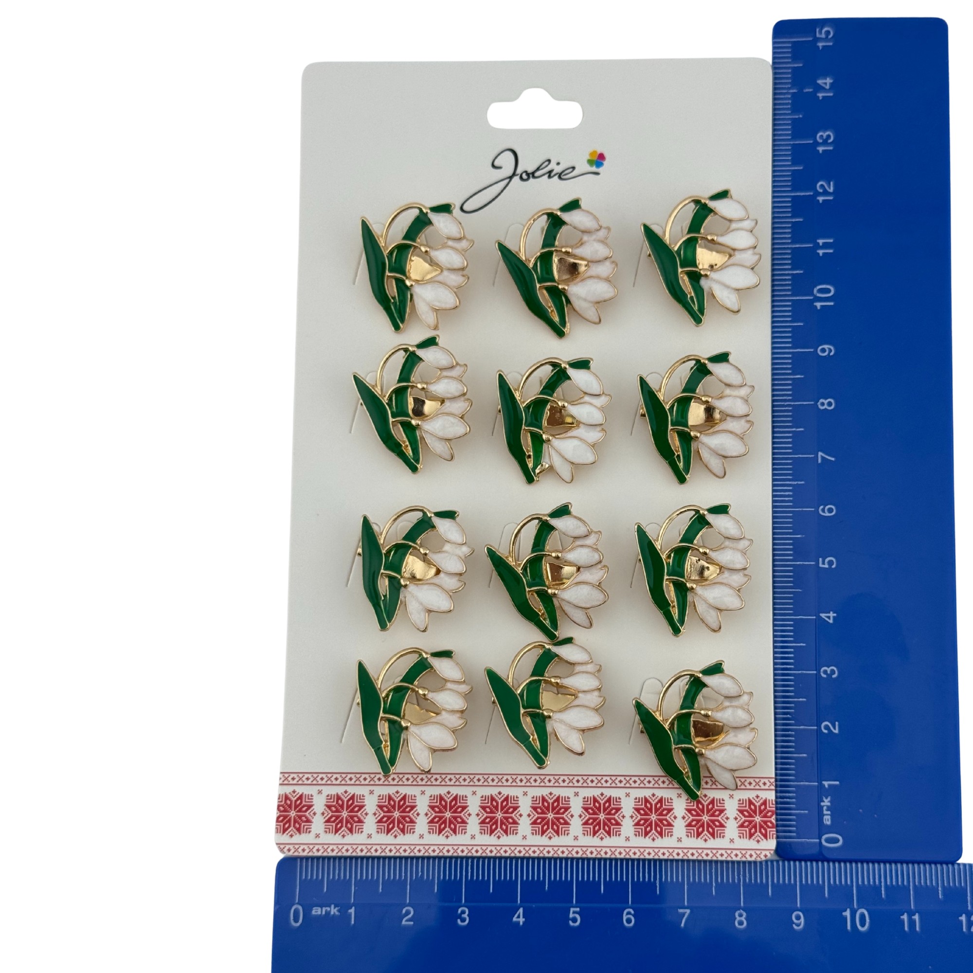 Set 12 Brose Martisor Primavara, Jolie, Model Ghiocei, Verde Alb