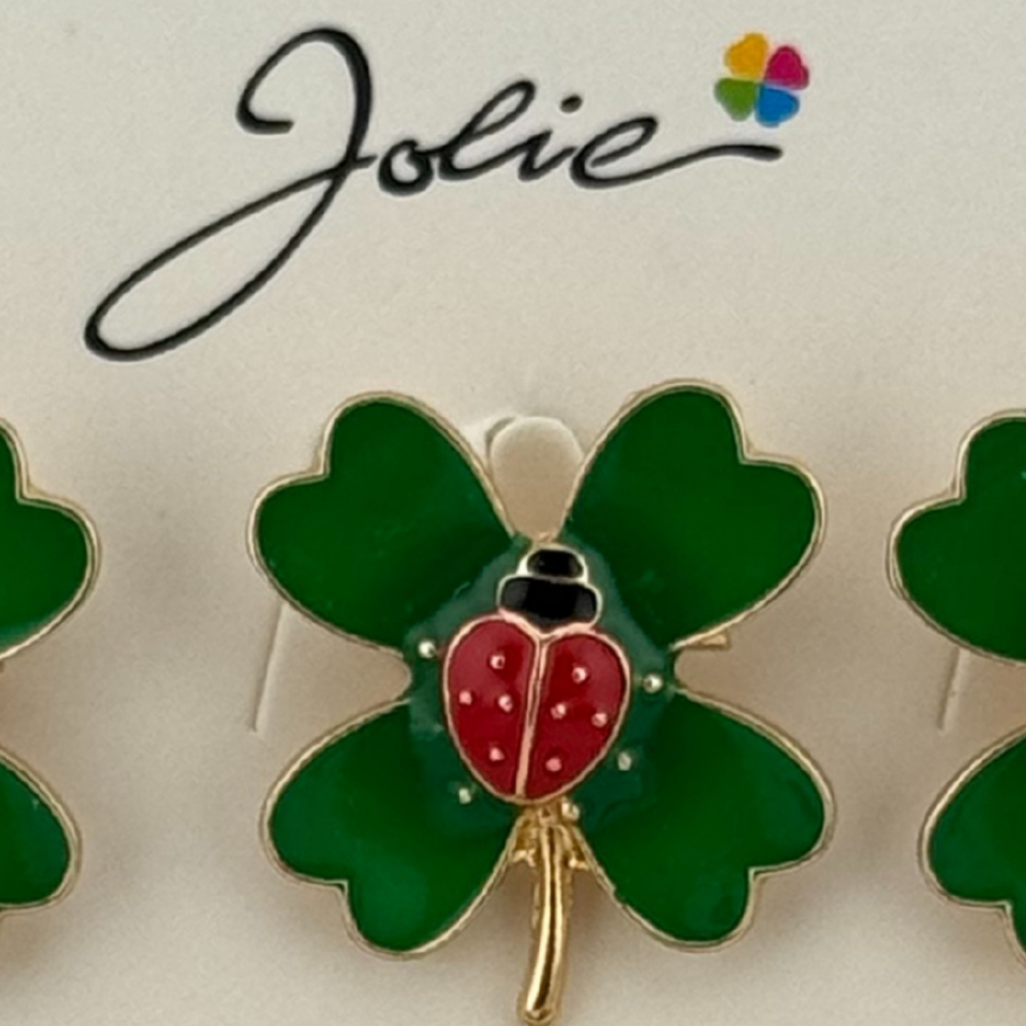 Set 12 Brose Martisor Primavara, Jolie, Model Buburza pe Trifoi, Verde