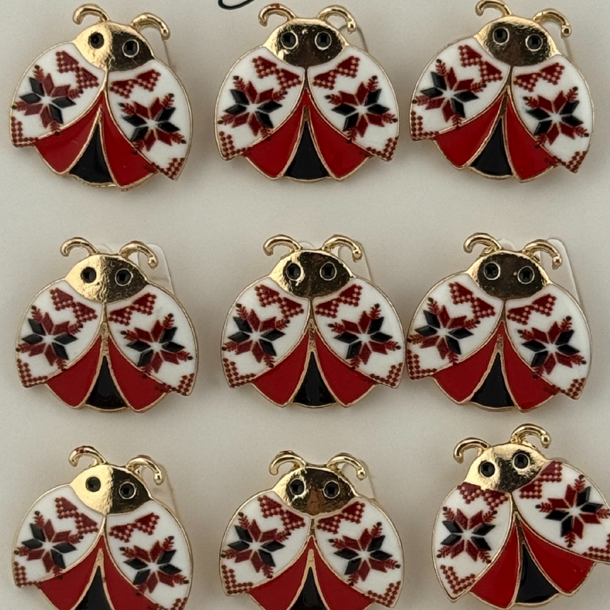 Set 12 Brose Martisor Primavara, Jolie, Model Buburuza cu Motiv Traditional