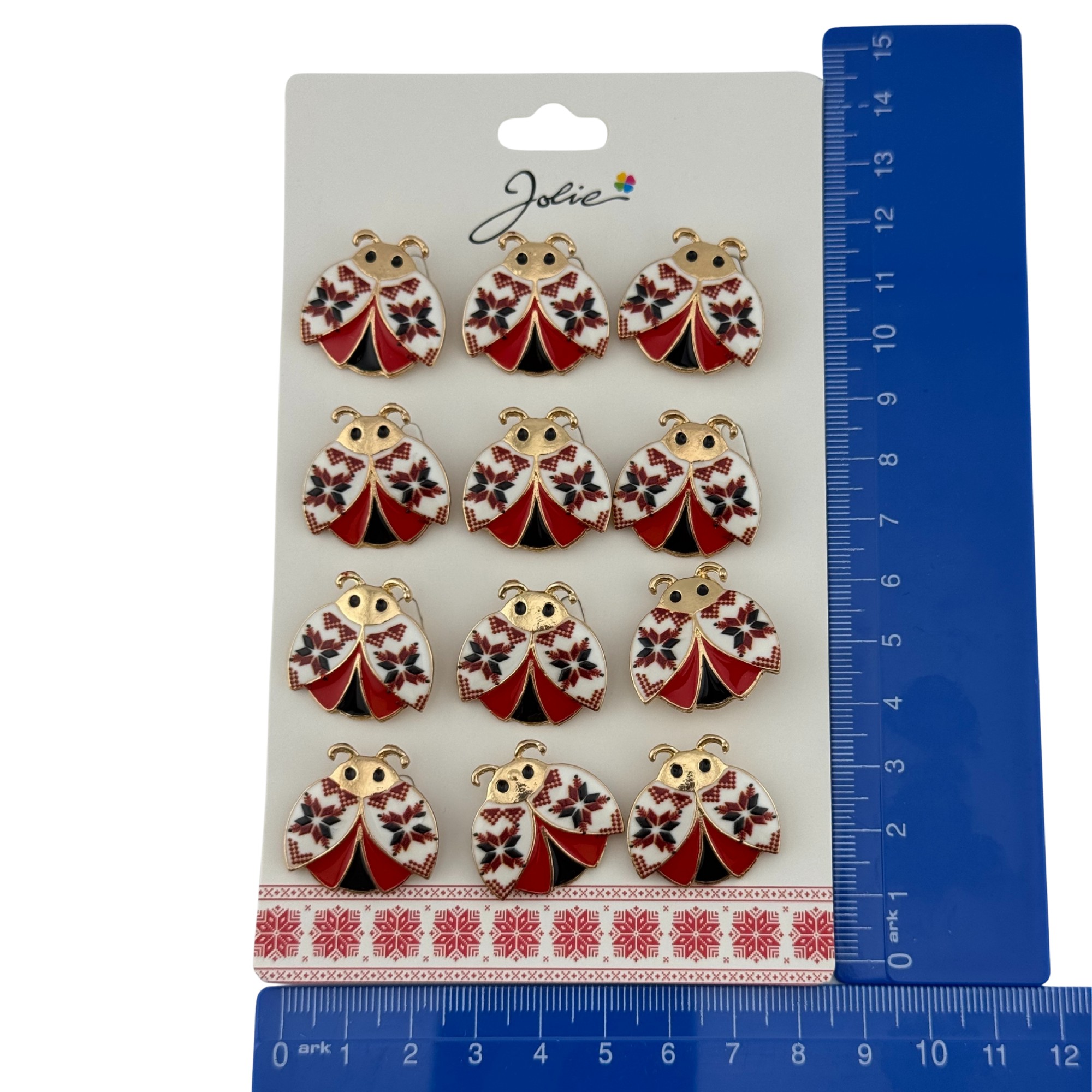 Set 12 Brose Martisor Primavara, Jolie, Model Buburuza cu Motiv Traditional