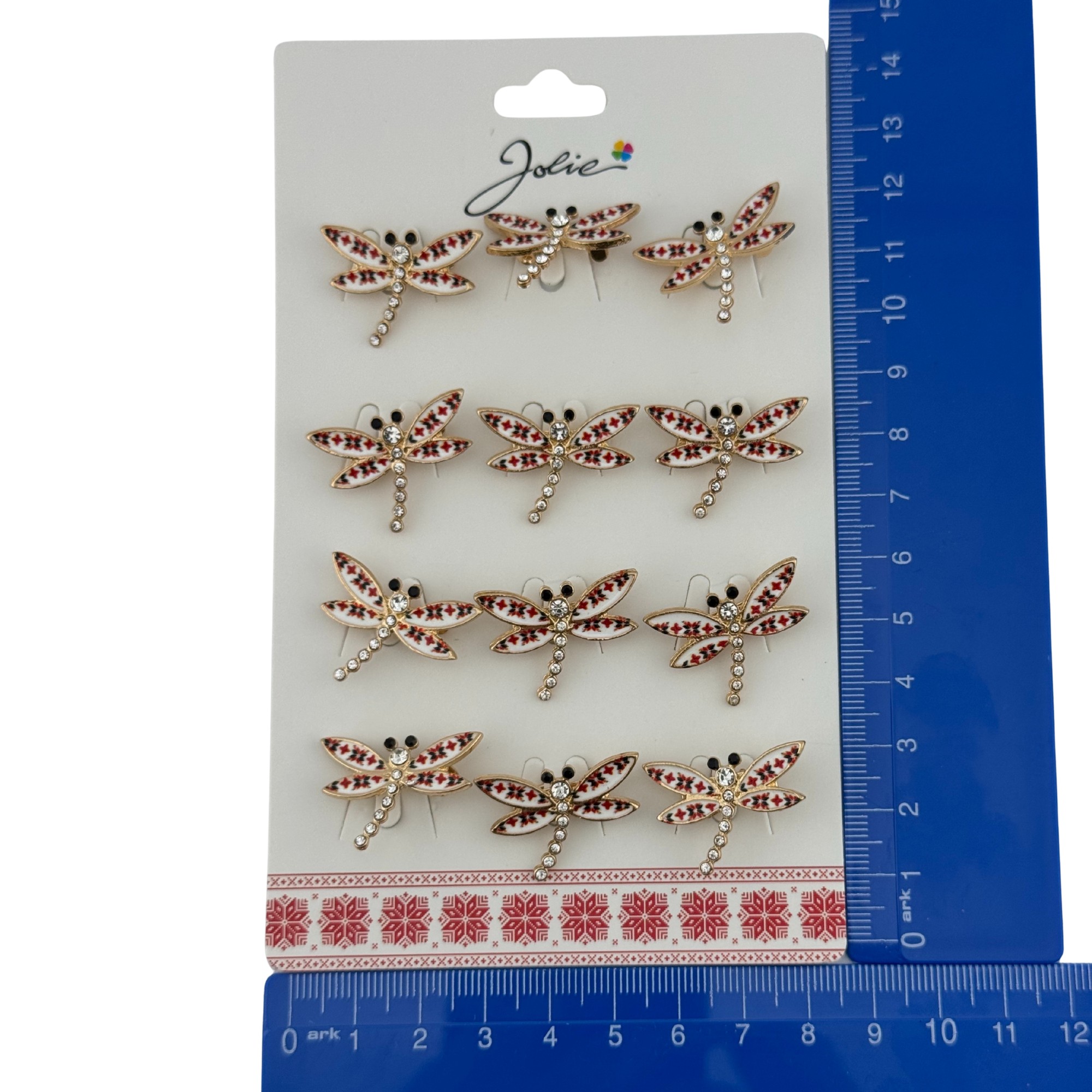 Set 12 Brose Martisor Primavara, Jolie, Model Libelula cu Motiv Traditional si Pietre