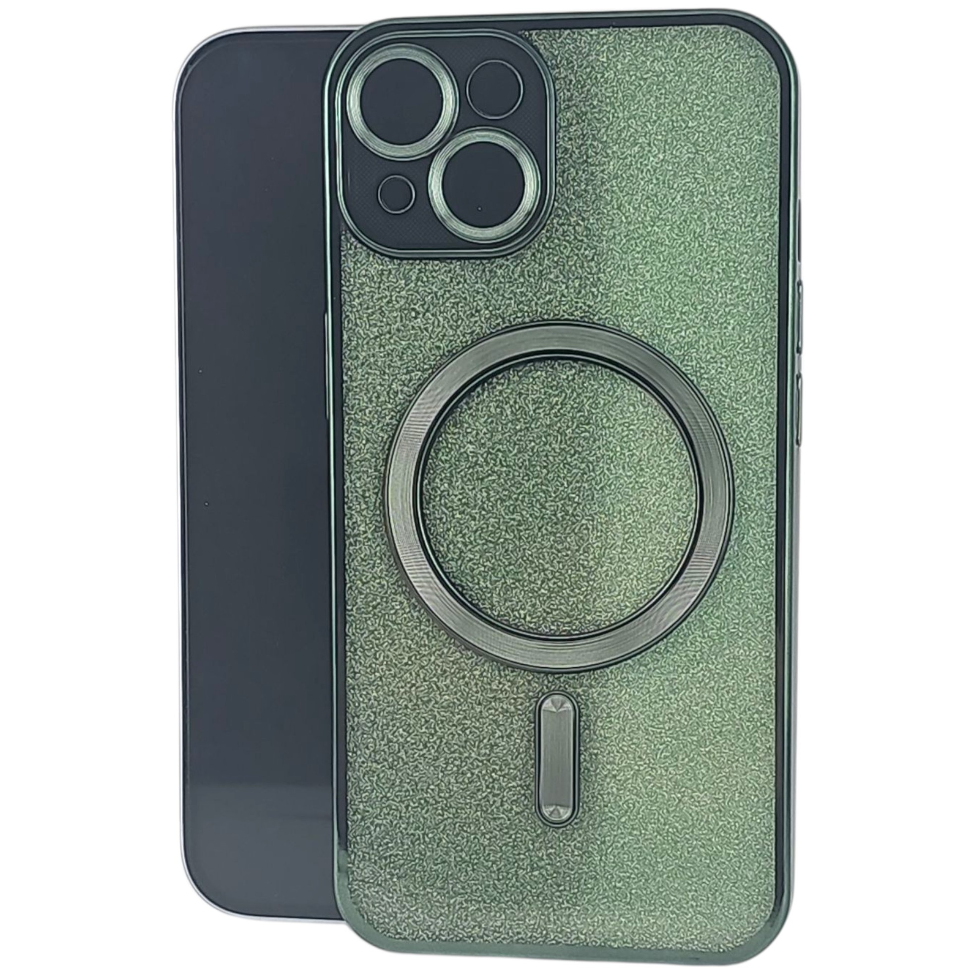 Husa de Protectie 2 in 1, Flippy, pentru Apple iPhone 15 Plus, Compatibila MagSafe, Magnetica, cu Protectie Lentila, din TPU, Verde