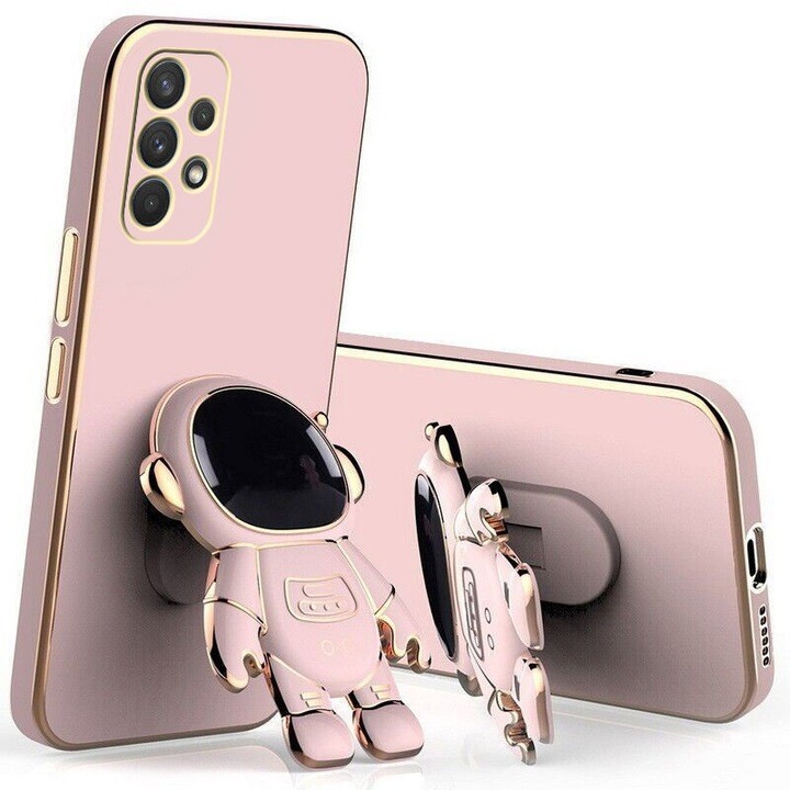 Husa Telefon 2in1, Flippy, Compatibila Samsung Galaxy S24 Plus, Carcasa TPU cu Suport Inclus Tip Astronaut, Protectie Camere, Roz