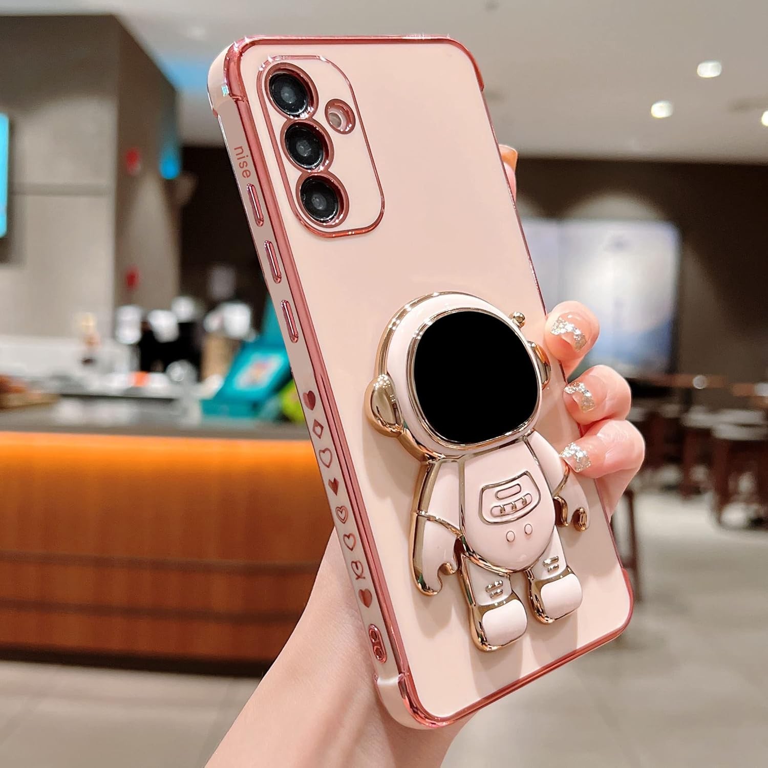 Husa Telefon 2in1, Flippy, Compatibila Samsung Galaxy S24 Plus, Carcasa TPU cu Suport Inclus Tip Astronaut, Protectie Camere, Roz