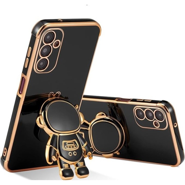 Husa Telefon 2in1, Flippy, Compatibila Samsung Galaxy S23, Carcasa TPU cu Suport Inclus Tip Astronaut, Protectie Camere, Negru