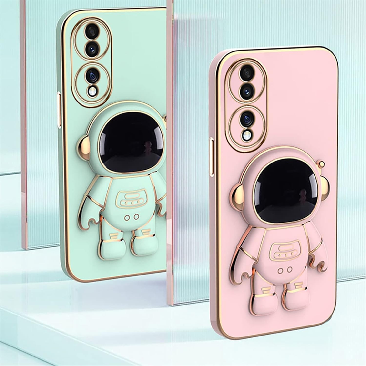 Husa Telefon 2in1, Flippy, Compatibila Huawei Mate 50 Pro, Carcasa TPU cu Suport Inclus Tip Astronaut, Protectie Camere, Verde