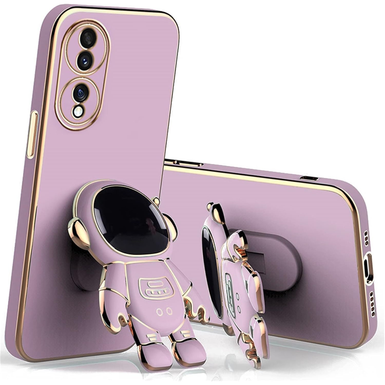 Husa Telefon 2in1, Flippy, Compatibila Huawei Mate 50 Pro, Carcasa TPU cu Suport Inclus Tip Astronaut, Protectie Camere, Mov