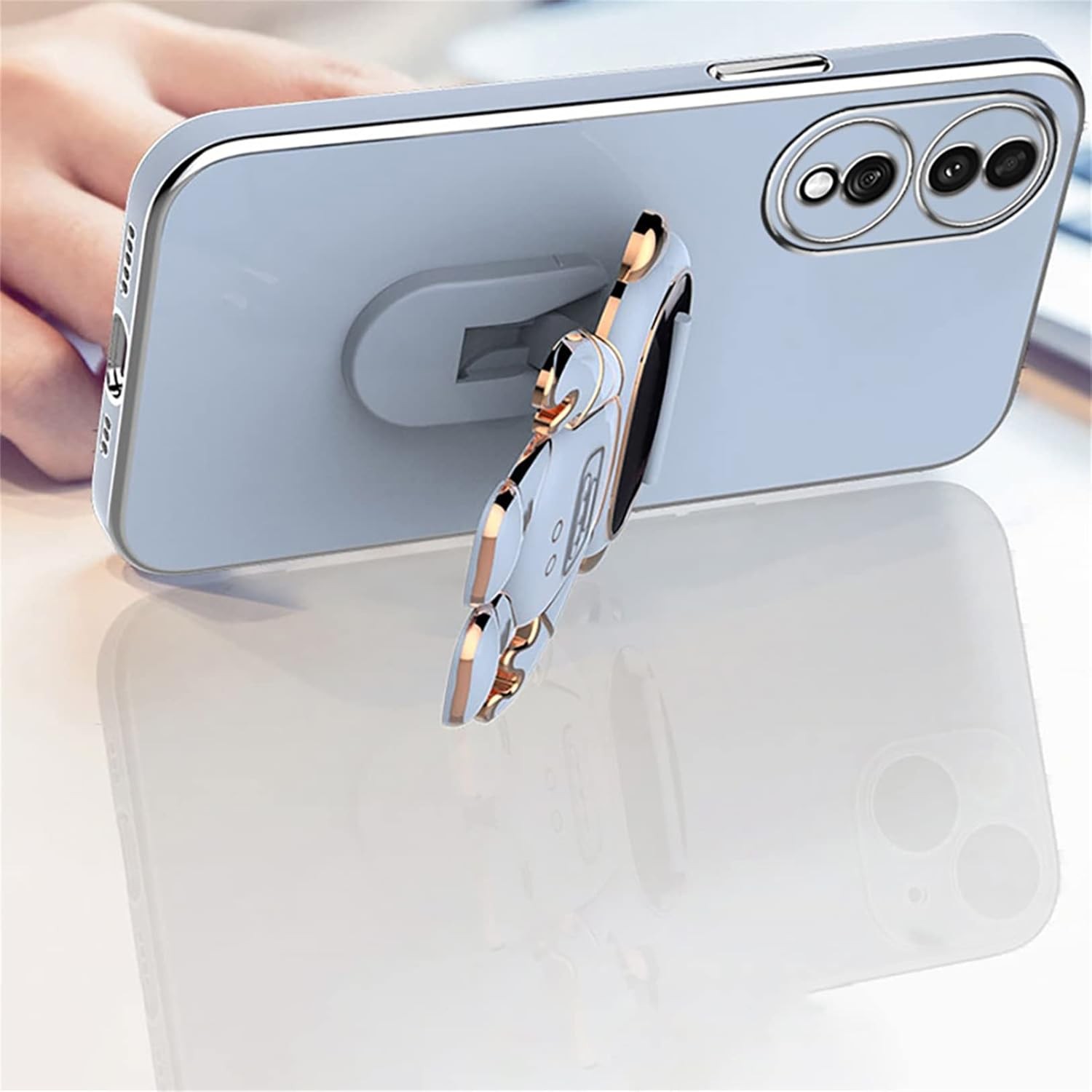 Husa Telefon 2in1, Flippy, Compatibila Huawei P50 Pro, Carcasa TPU cu Suport Inclus Tip Astronaut, Protectie Camere, Albastru
