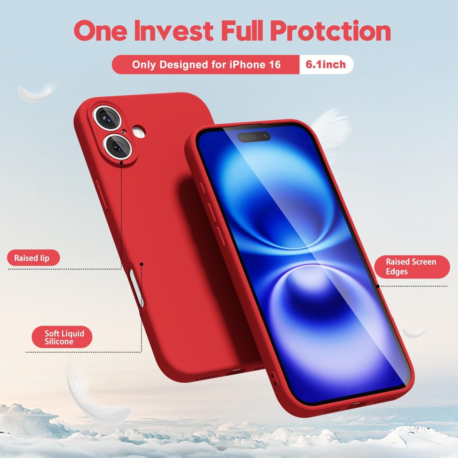 Husa de Protectie Matte TPU, Flippy, pentru Apple iPhone 16, Protectie Camera, Antisoc, Antizgariere, Antialunecare, Acoperire Completa, Rosu